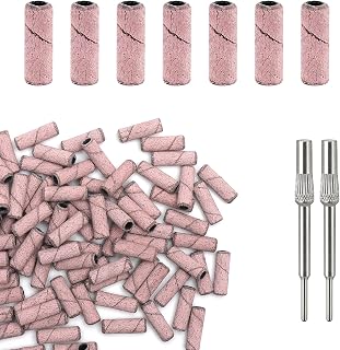 100 Pieces Small Nail Grinder Strips #240 Grit Ultrafine Grinding Sleeves Nail Cutter Accessories with 2 Nail Cutter Bits Professional Nail Files Sanding Bands for Manicure Nail Salon