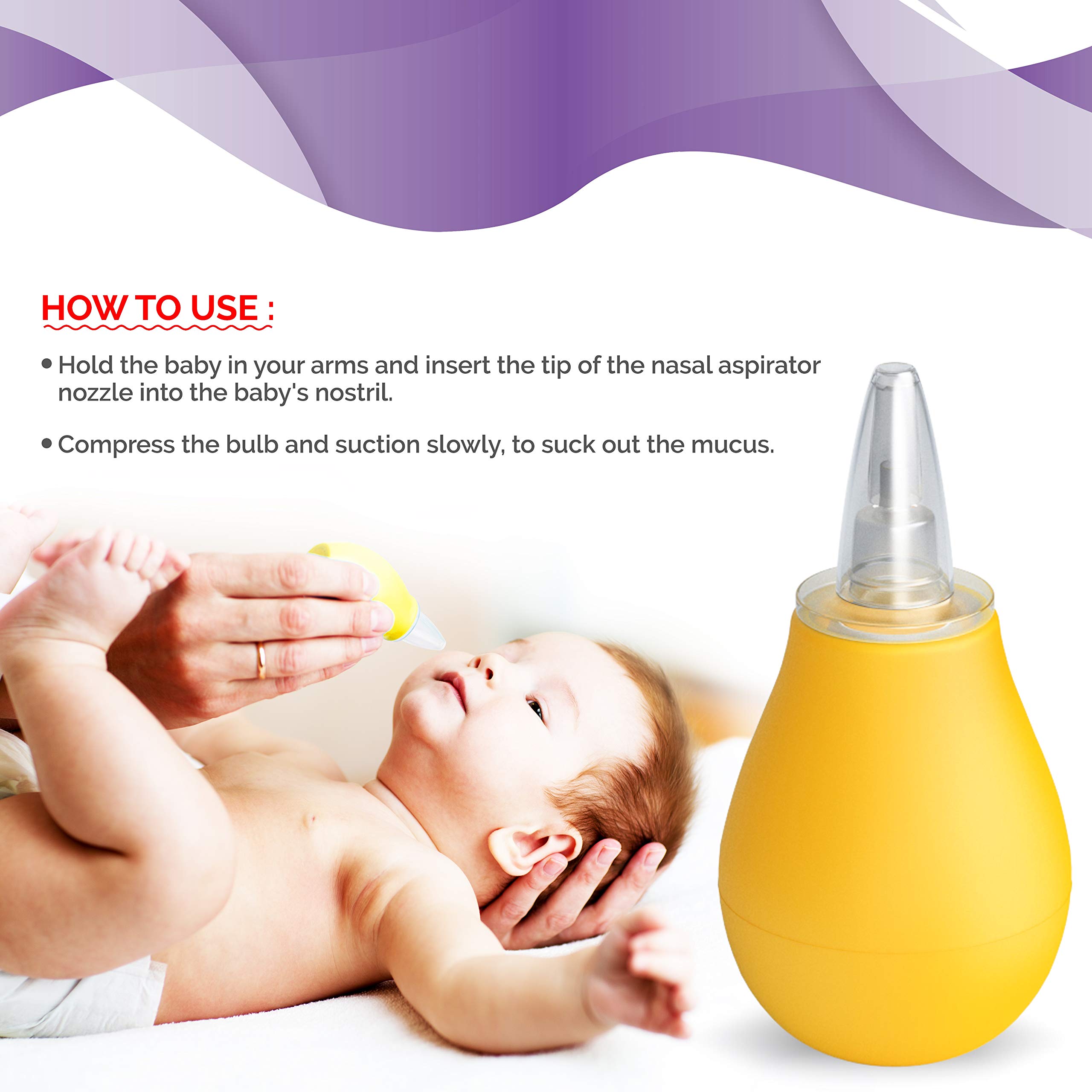 Romsons Baby Nasal Aspirator, Nose Cleaner, Vacuum Suction Tool, Immediate Relief from Blocked Baby Nose (Yellow) - Image 5 thumbnail