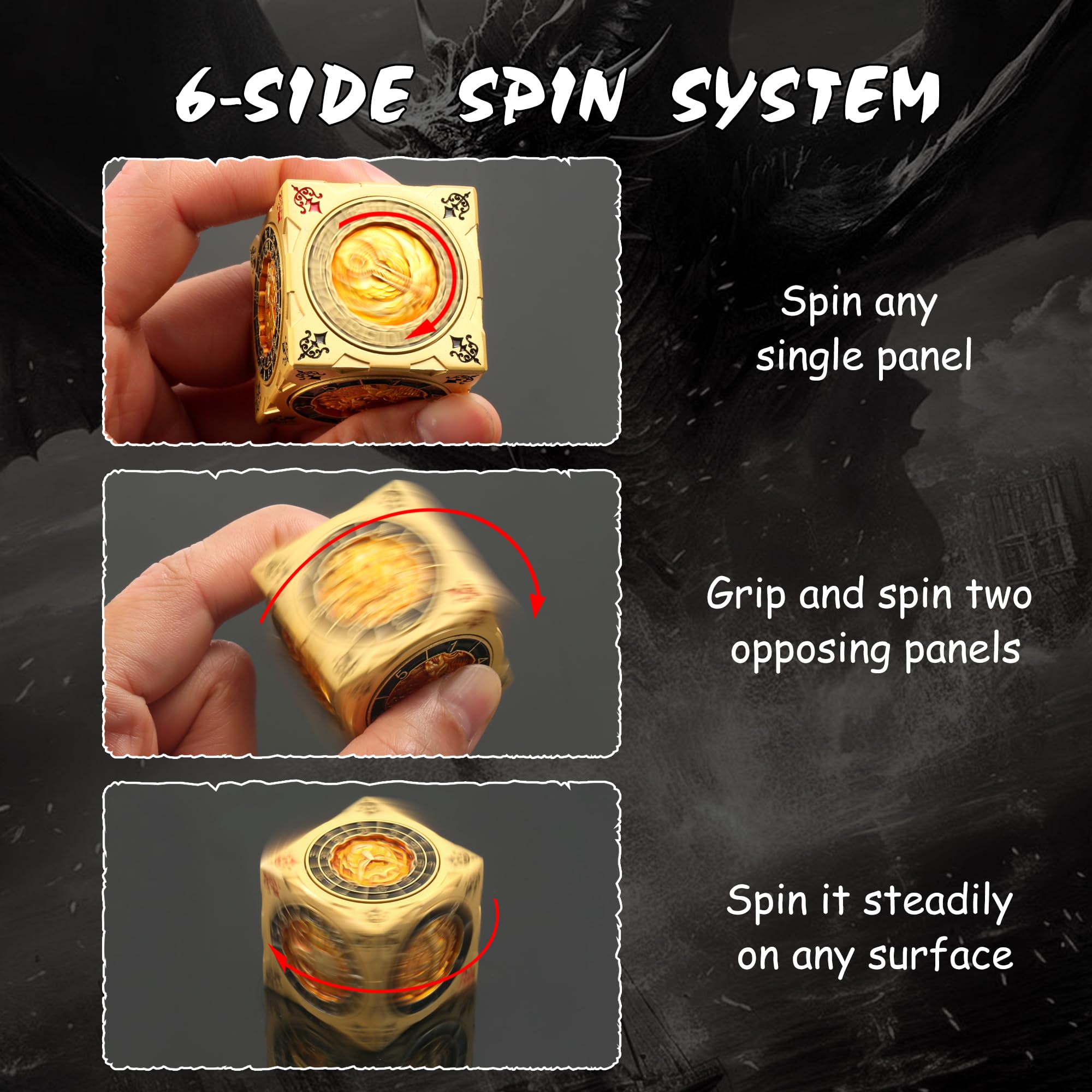 DNDND Luxury Gold Multi-Functional Spinner DND Dice - Image 3