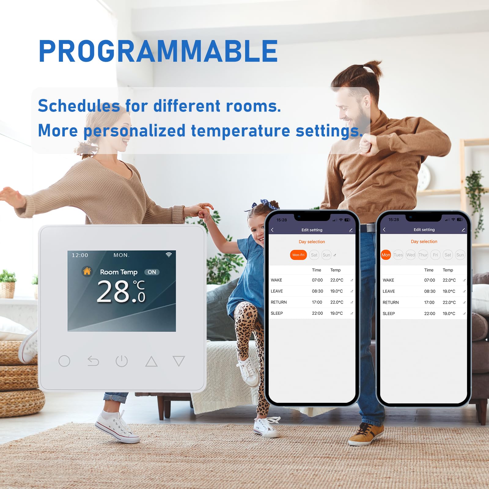 Underfloor Heating Thermostat Digital Temperature Controller Weekly Circulation Programmable Floor Sensor with WiFi