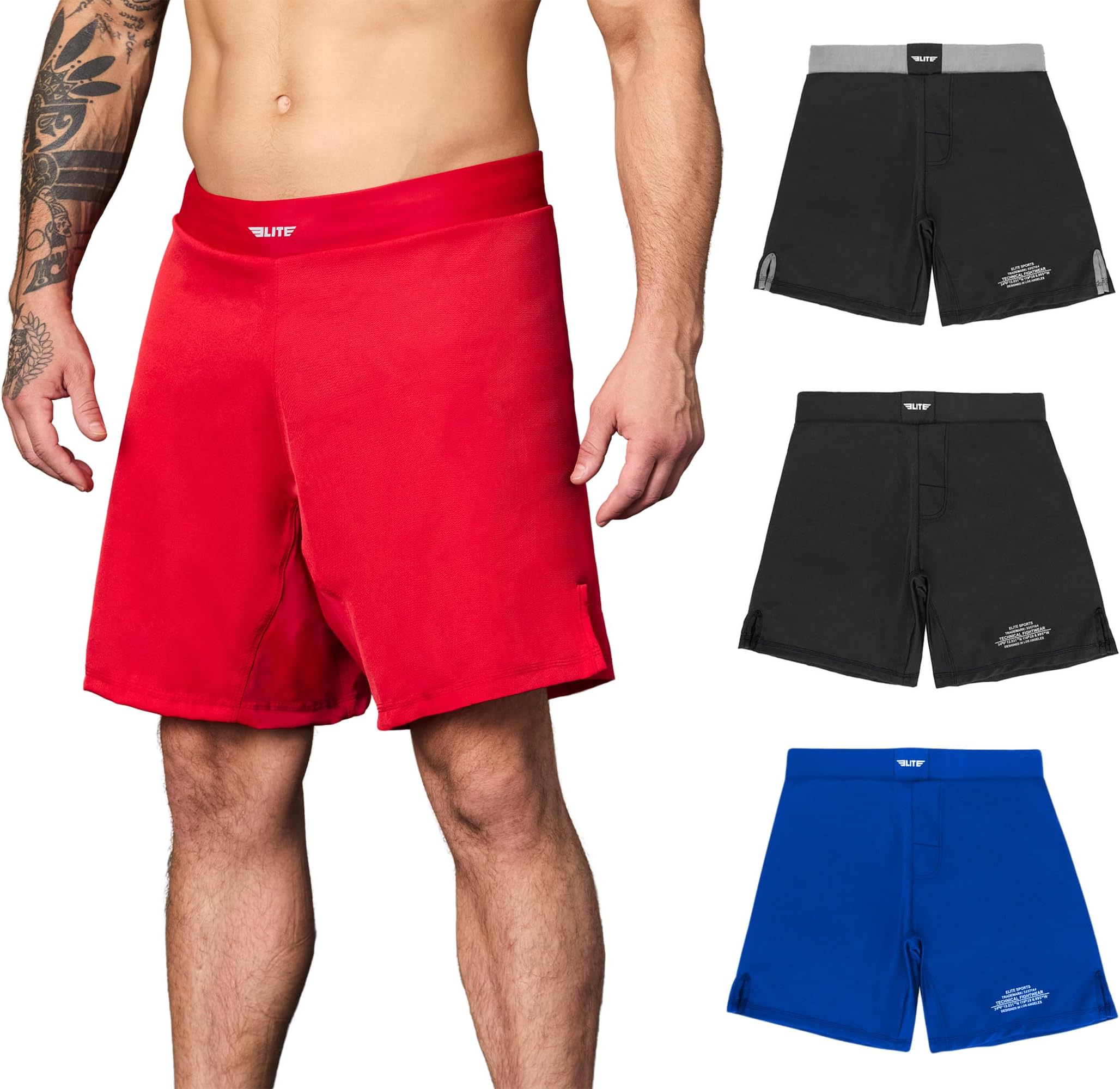 Elite Sports Men's MMA Fight Shorts, Black Jack UFC, BJJ, No Gi, Grappling, Jiu Jitsu Shorts