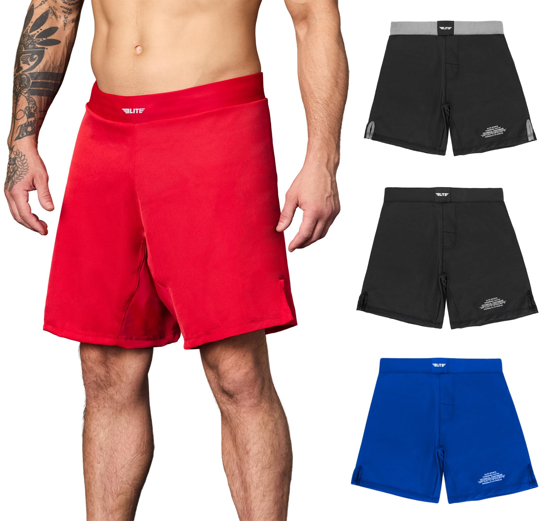 Elite Sports Men's MMA Fight Shorts, Black Jack UFC, BJJ, No Gi, Grappling, Jiu Jitsu Shorts