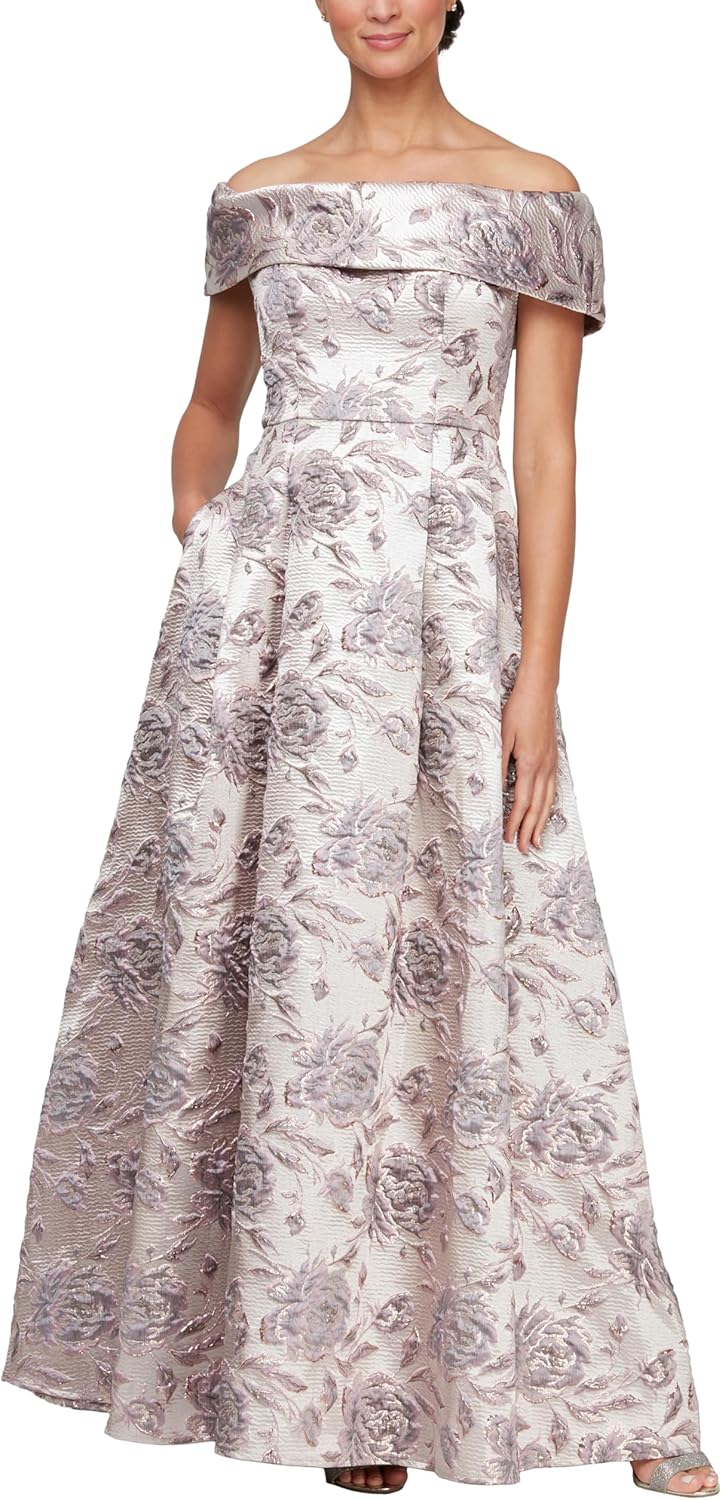 Alex Evenings Womens Formal Long Ballgown Mother of The Bride Dress with Pockets