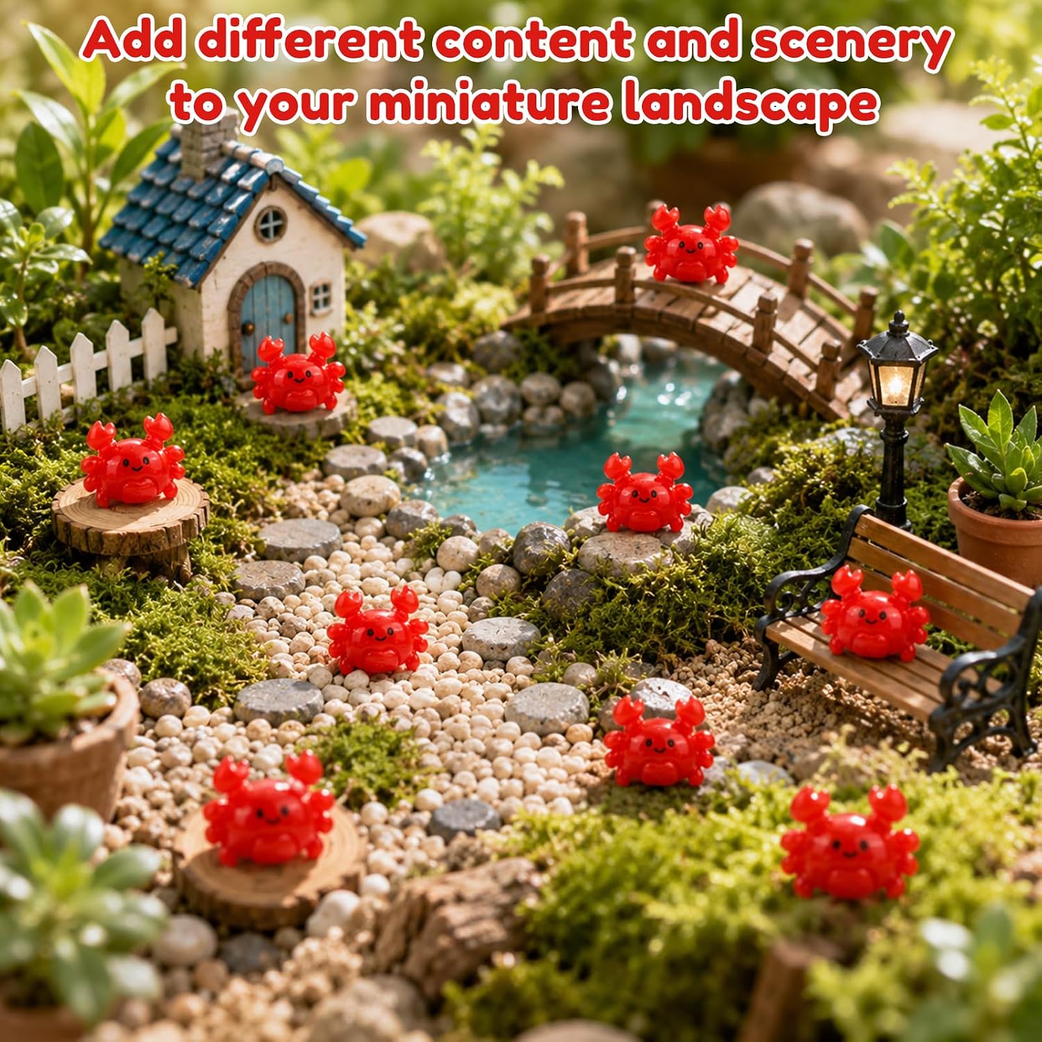 BOXOB 120pcs Mini Resin Crab, Small Tiny Crab Figures Ornaments(Red) | Realistic Mini Resin Crab Figurines Miniature Little Crab Animal Decor for Gardens Terrariums Tabletop toy Party Decorations