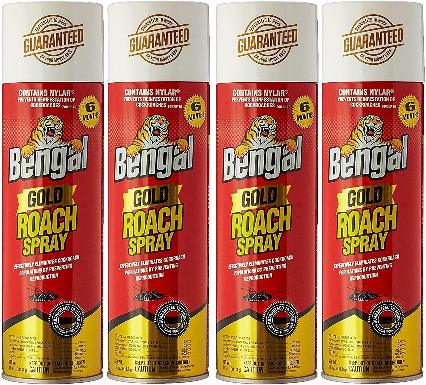 BengalRoach Killer, 11 oz, Can, Viscous Liquid, Mild Ethereal, Spray, 4 Count