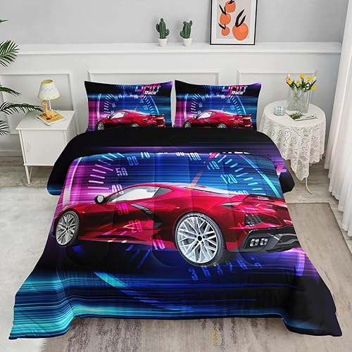 Vista 279 de Axolotl Kid Comforter Set Twin Size,Racing Car Bedding Set for Boys Girls Teen Kids Children Racing Gifts,Race Cars Quilt Bed Set with 1 Comforter 2