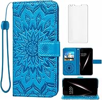 Vista 1 de Funda de teléfono para LG V35 ThinQ V30 Plus con protector de pantalla de vidrio templado y cubierta abatible de cuero, soporte para tarjetas