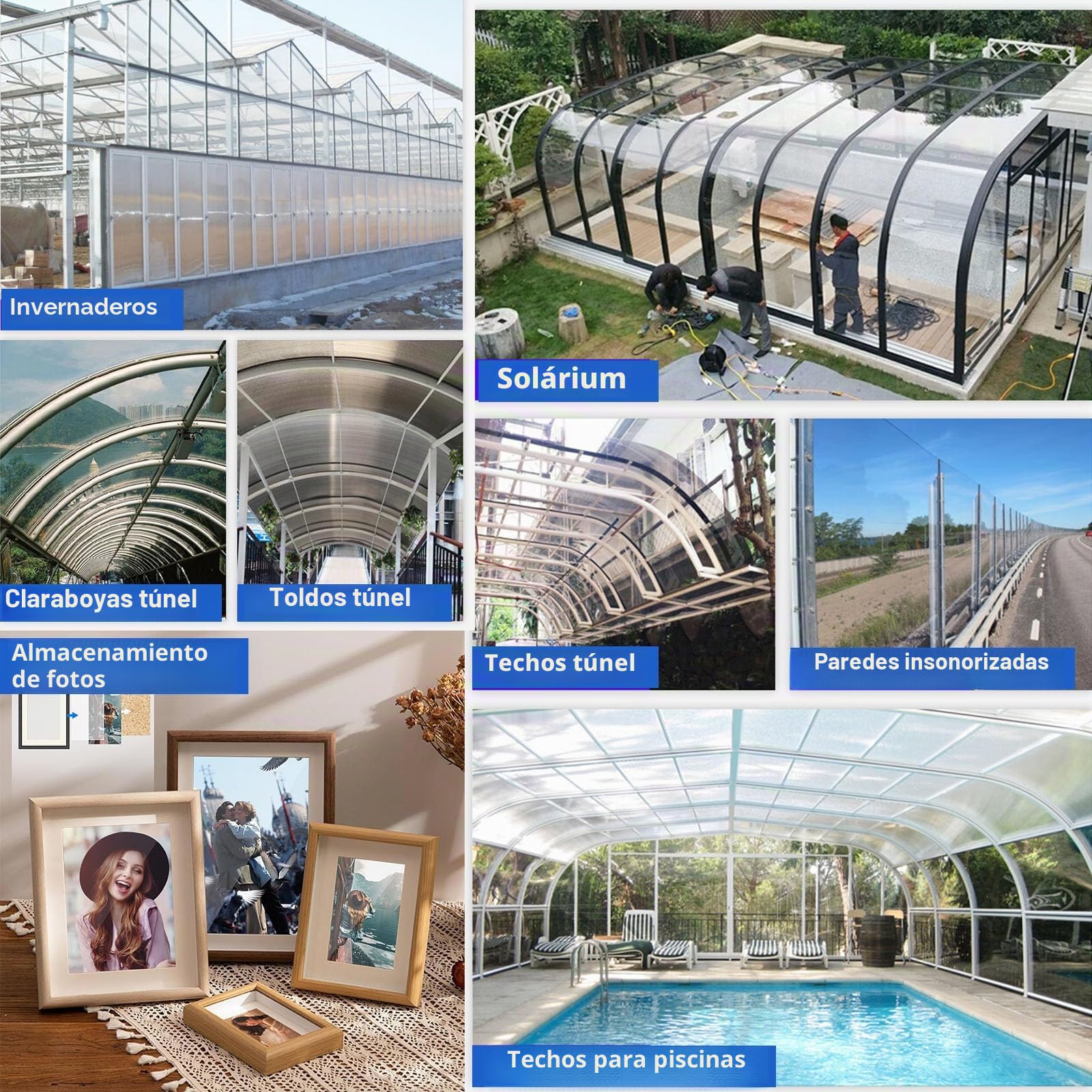 Planchas Transparentes Tejados 1mm, Lámina de policarbonato para techos 2m, Hoja Metacrilato PC Placa Acrílica Transparente, para Invernaderos, Techos, Cocheras, Jardin, Solarios, Terraza