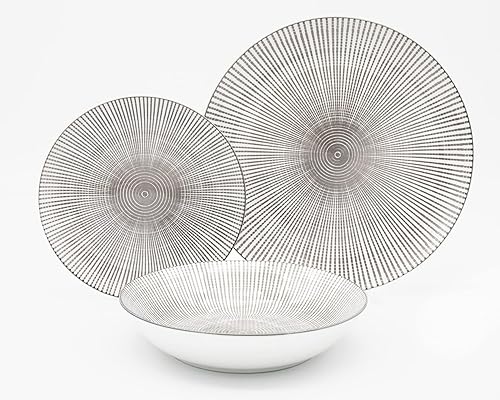 Miniatura 2 de Godinger Banbury - Juego de vajilla de porcelana de porcelana plato de ensalada cuenco de sopa juego de 12 piezas