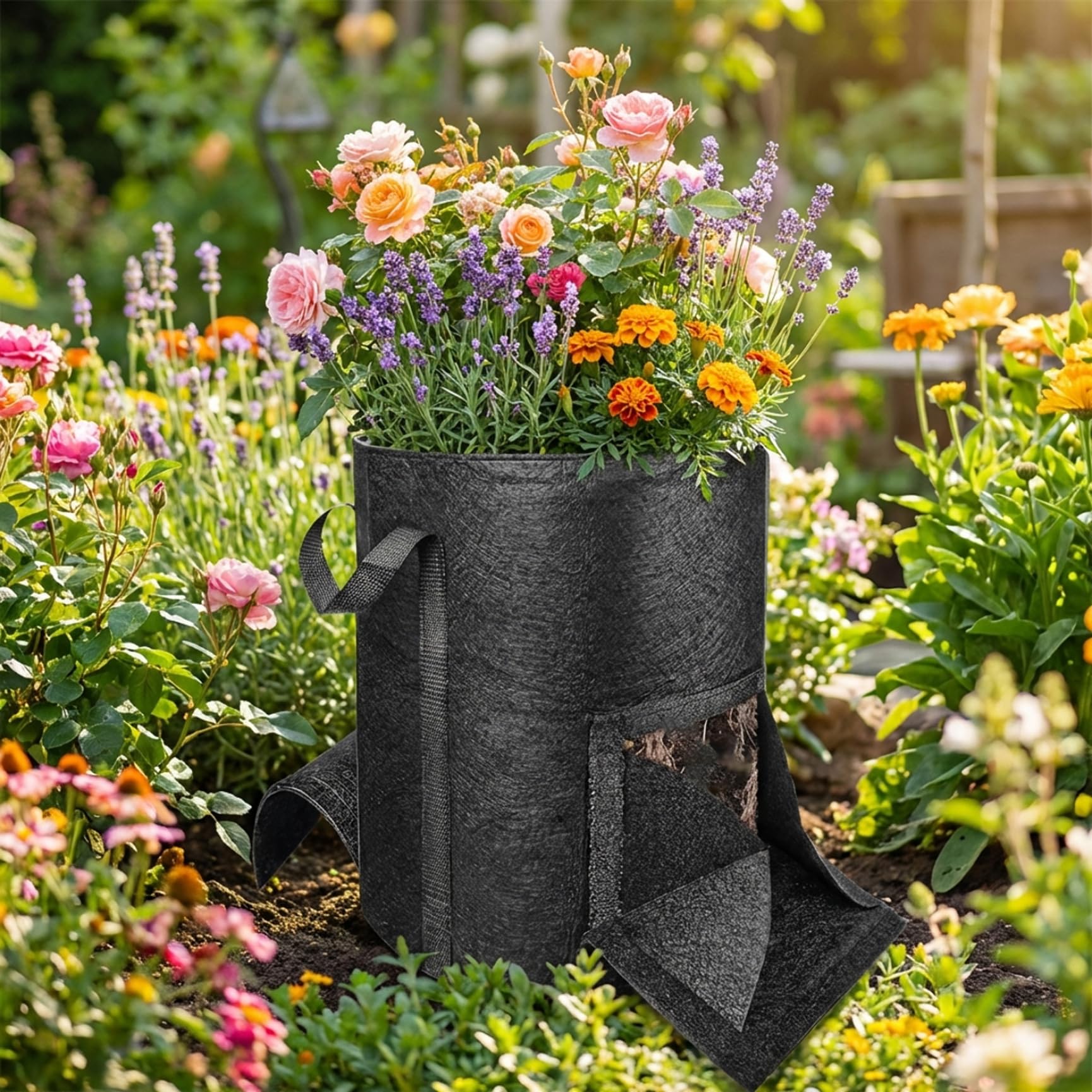 Sacs de Culture de 10 gallons | Sacs Culture 10 gallons, Conception à Double fenêtre avec Porte récolte améliorée, Sac Pommes Terre en Tissu Non tissé épais pour légumes pour Jardin in