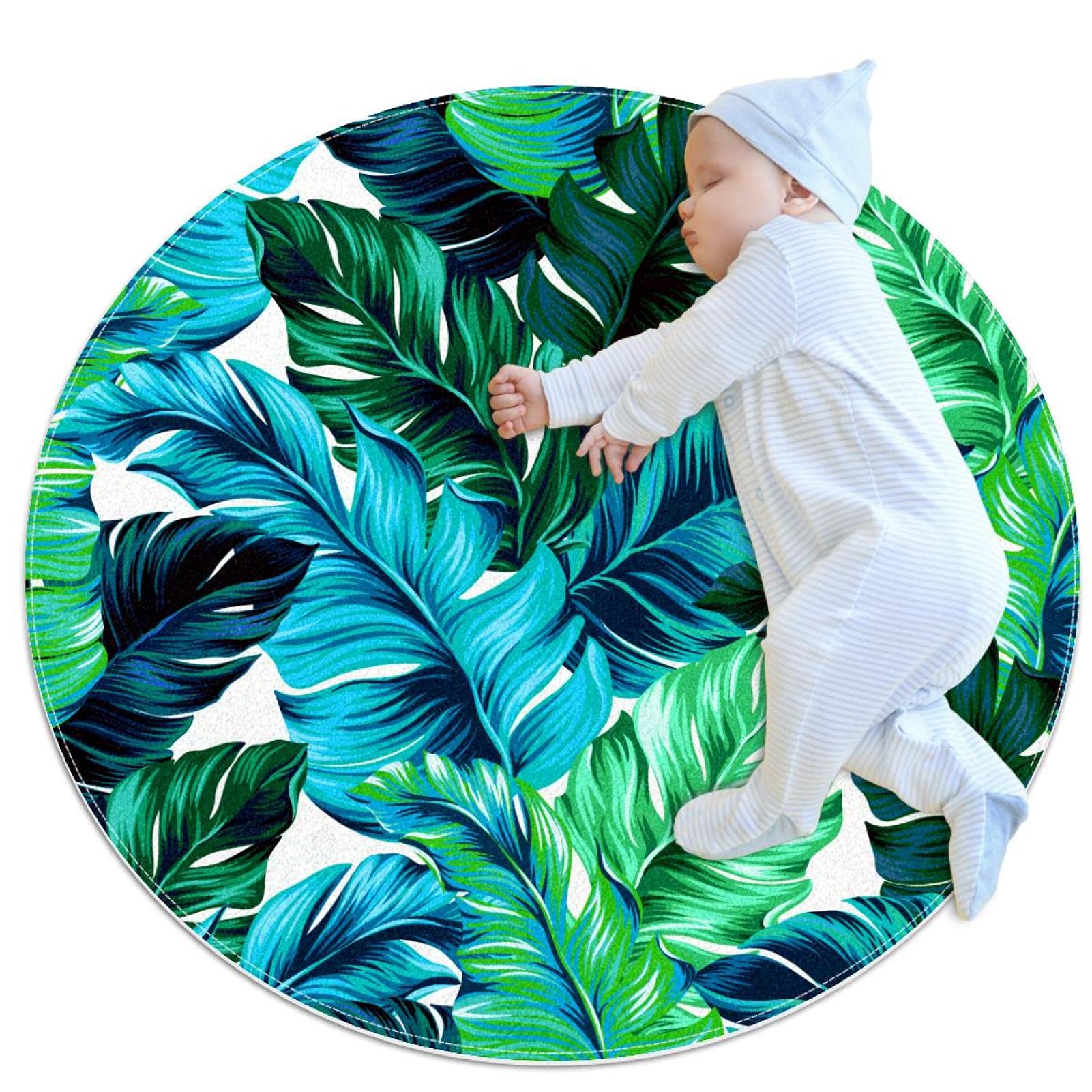 Tapis moderne antidérapant 80cm imprimé palmier de jungle Amazonie