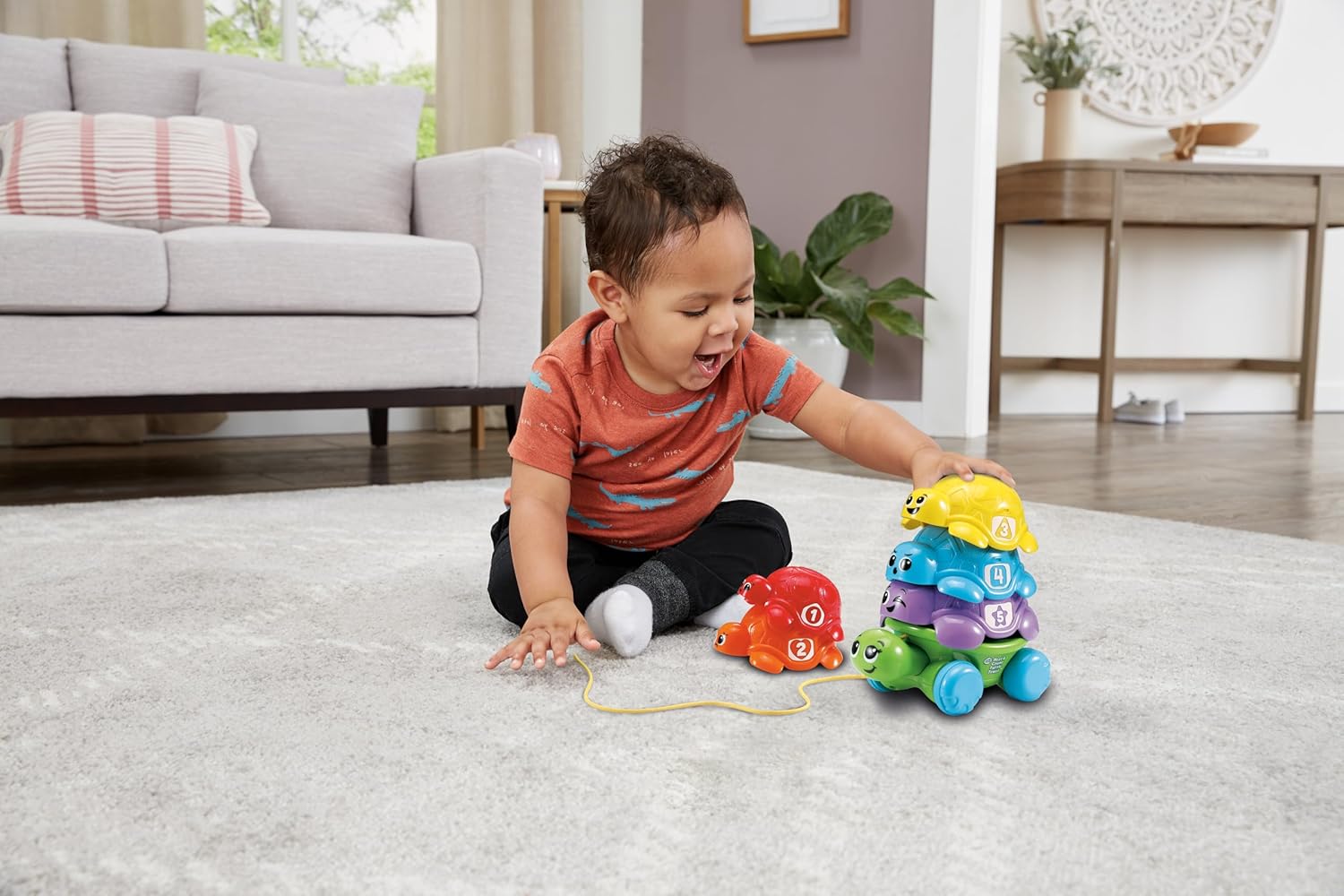 Leapfrog Nest & Count Turtle Tower, Pull Along, Stacking Toy, Teaches Colours, Shapes & Numbers, Includes 5 Turtle Shells, Sensory Baby Toy for 12, 18, 24 Months +, English Version