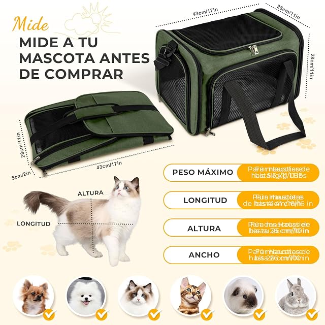 Foto 2 de 8 de TOFFCAEA Bolsa de transporte para perros y gatos, transporte de perros