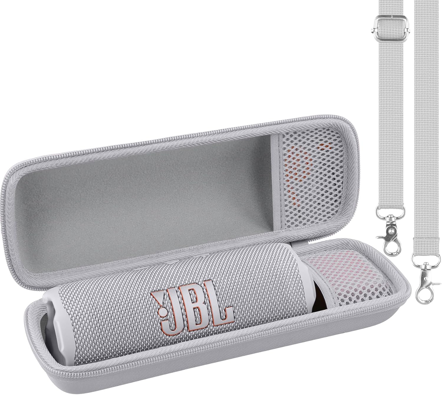Aenllosi for JBL Flip 7/6/ 5 Protable Bluetooth Speaker Hard Case with Adjustable Shoulder Strap, White (Case Only) - Image 8