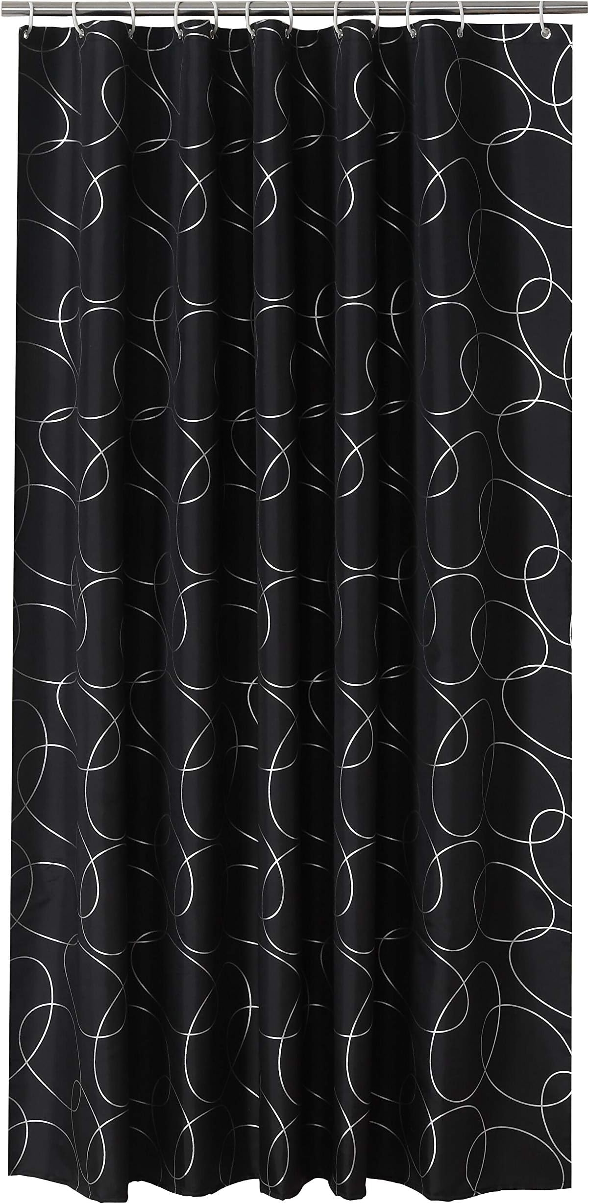 (180cm 180cm , Black Circle) - Sfoothome Polyester Fabric Shower Curtain Waterproof/No Mildews Bathroom Shower Curtains,Black Siliver Circle (72x72)