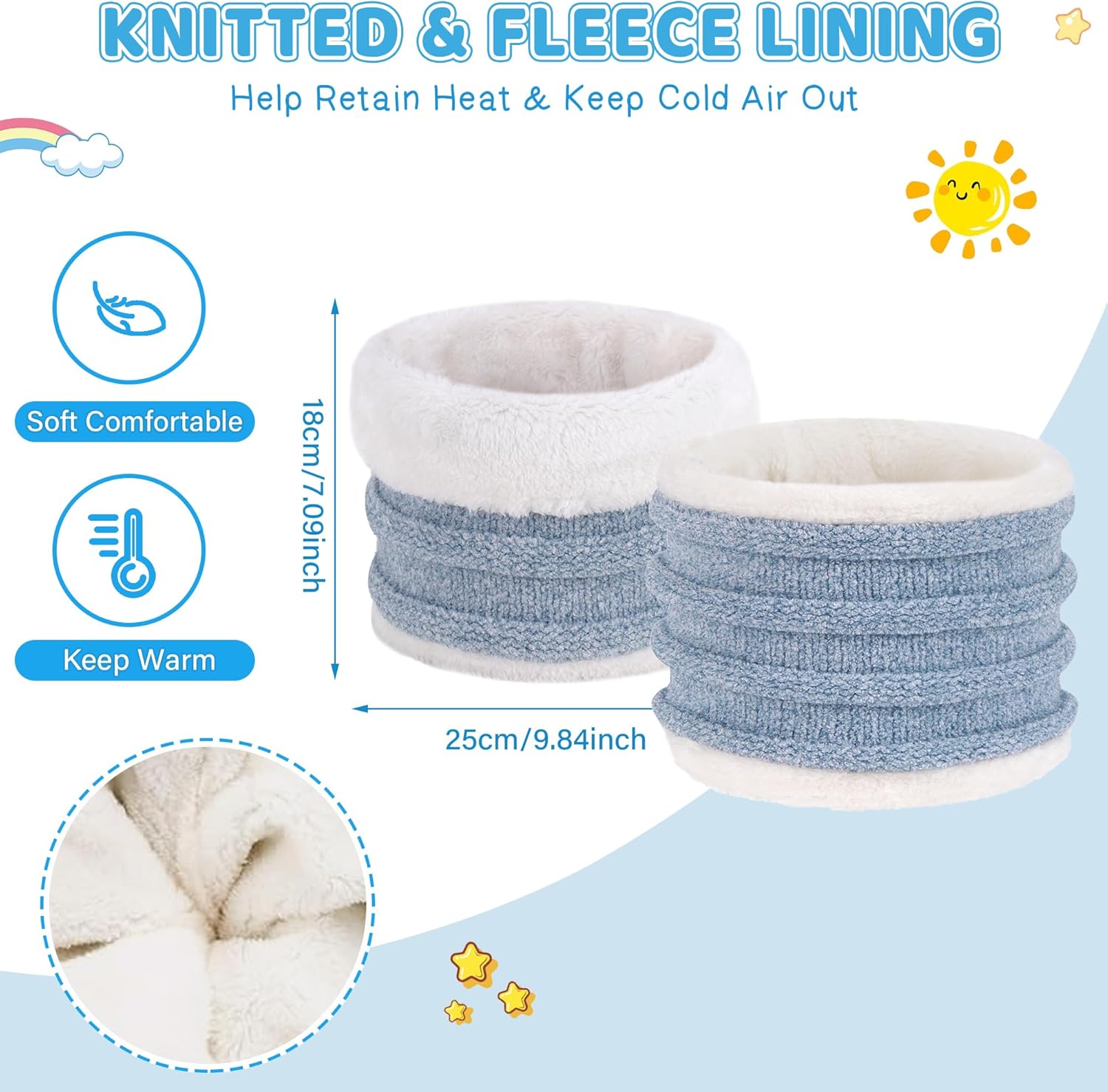 Toddler Kids Winter Warm Knit Beanie Hat Neck Warmer Scarf Gloves Set with Pompom Gifts for 2 3 4 5 6Years Old Girls Boys - Image 4