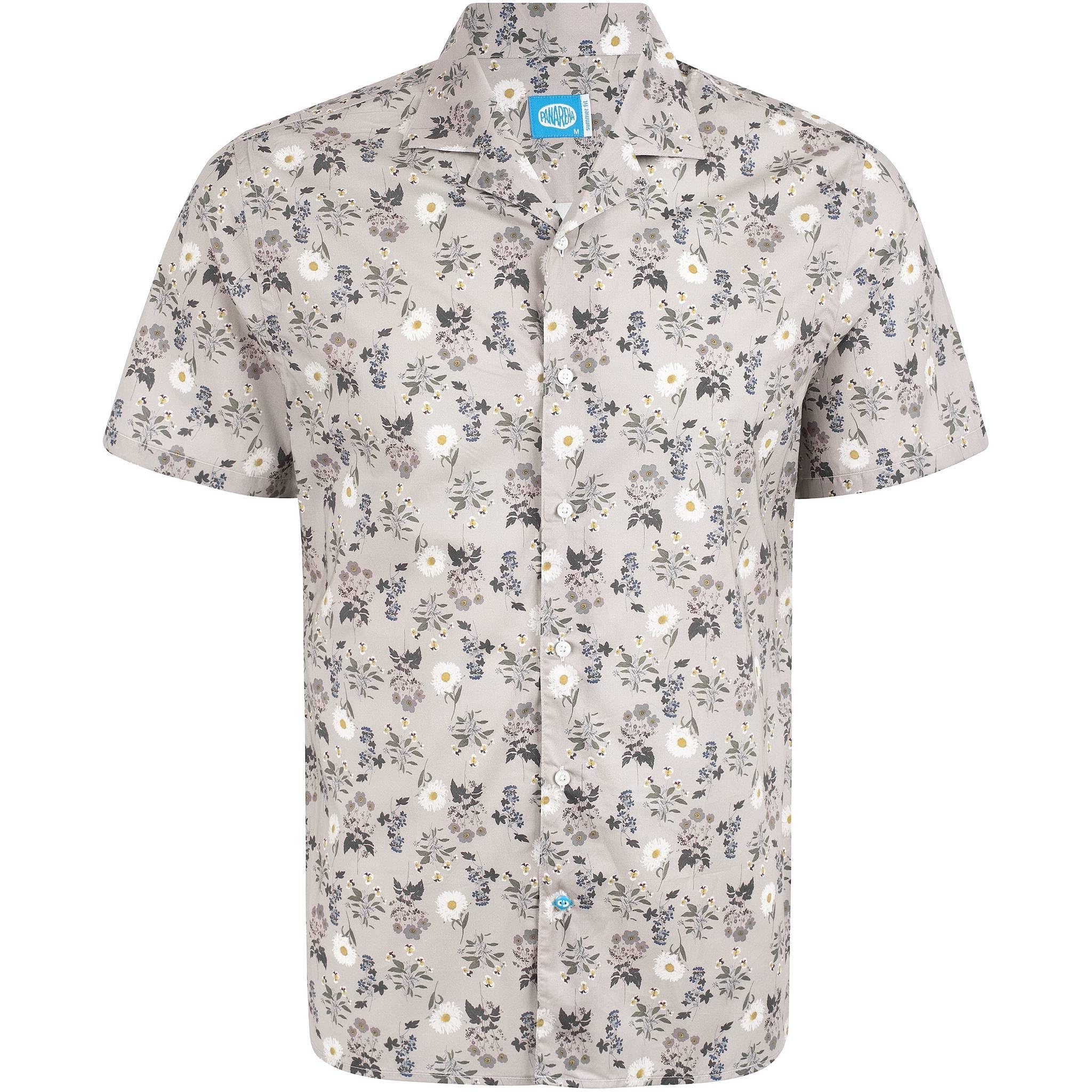 Panareha Camicia Hawaiana Aloha da Uomo a Fiori CEFALU Grigio (M)