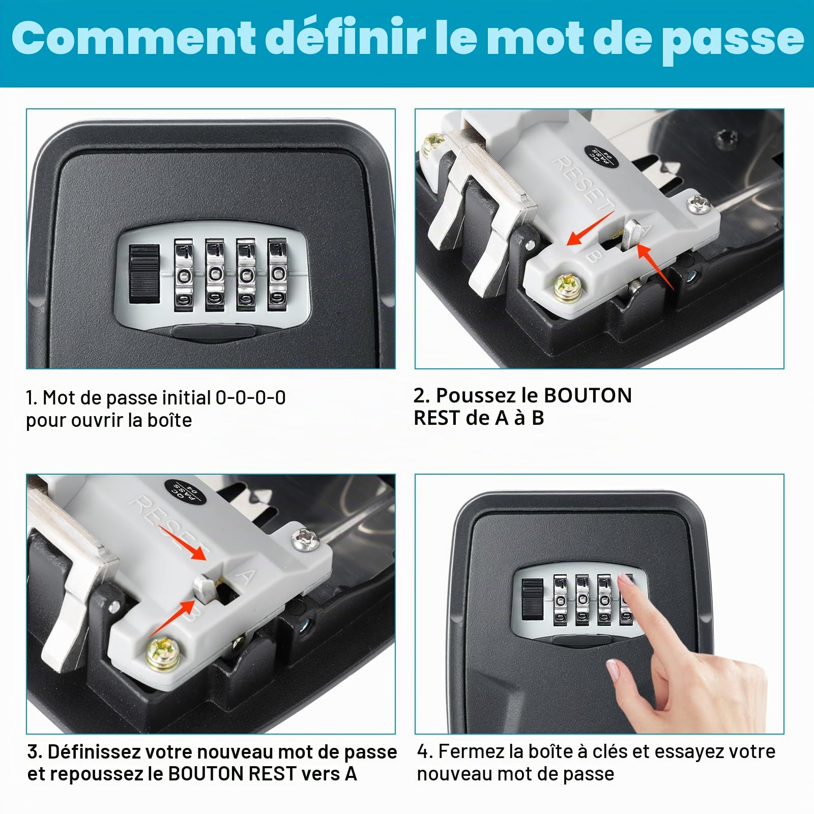 AiQInu Boîte à Clef avec Code à 4 Chiffres, Aluminium, Murale | Sécurisé Extérieur, Pour Clés et Cartes, Coffre-fort à Clés, Pour Garages et Bureaux