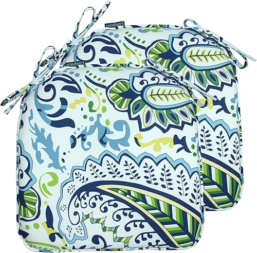 Miniatura 8 de Cojín para silla antideslizante para exteriores, cojines de asiento para silla de comedor en forma de U con lazos, 14 x 14 pulgadas, juego de 2