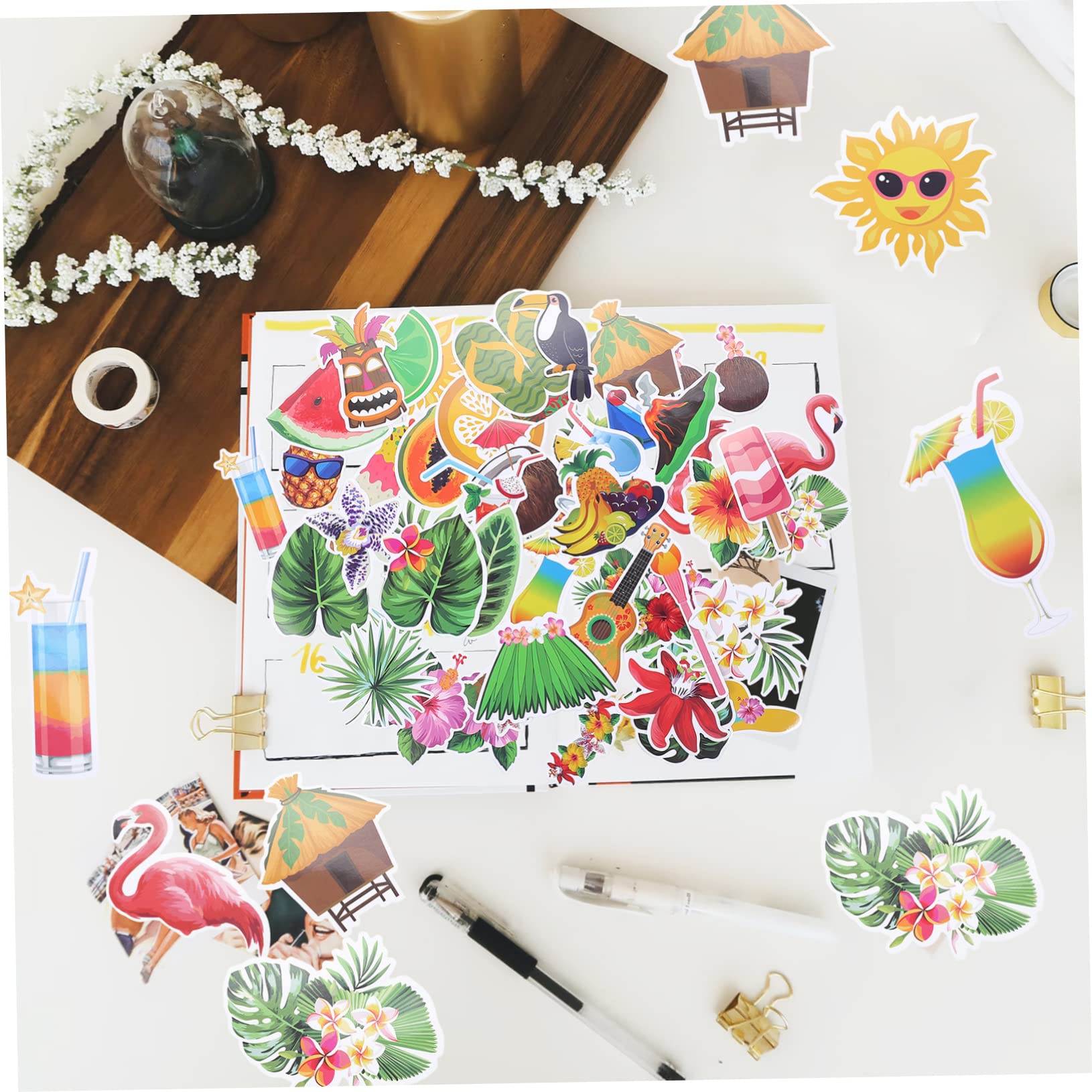 400piezas Stickers De Scrapbooking Estilo Hawaii Para Decorar Diarios y Tazas Calcomanías Impermeables Para Manualidades y Estación De Trabajo