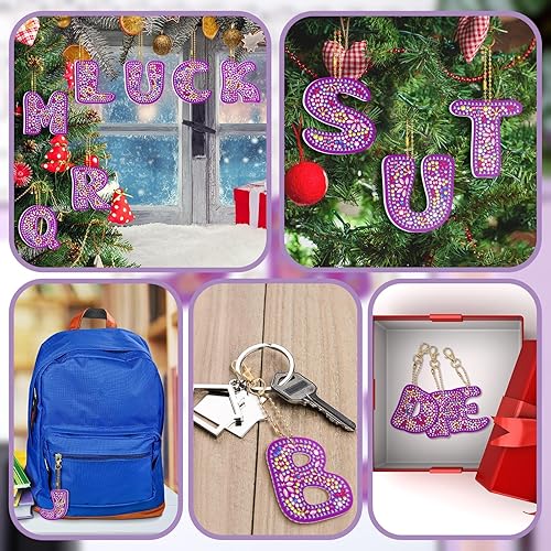 Miniatura 3 de Juego de 26 llaveros de pintura de diamante de 26 letras de la A a la Z, 5D, pintura de diamante, kit de fabricación de mosaicos por número,