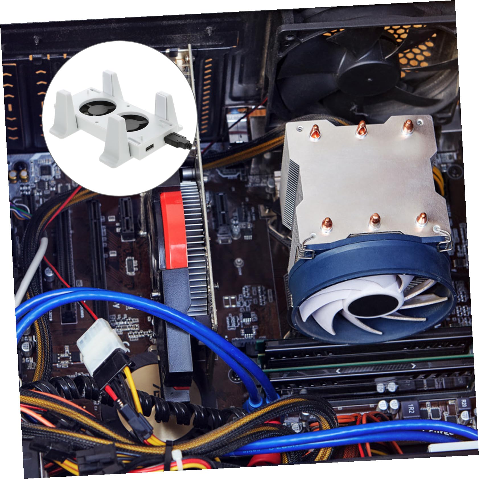 Base con Ventola di Raffreddamento Verticale, Abs, Bianco | 2 Porte Usb, 3 Velocità Regolabili, Sincronizzazione Dati e Memoria Smart, 3 Colori Led, Festa Estiva