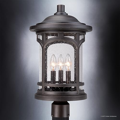 Miniatura 3 de Urban Ambiance Luz de poste rústica de lujo para exteriores, tamaño mediano 19 pulgadas de alto x 11 pulgadas de ancho, con elementos de estilo