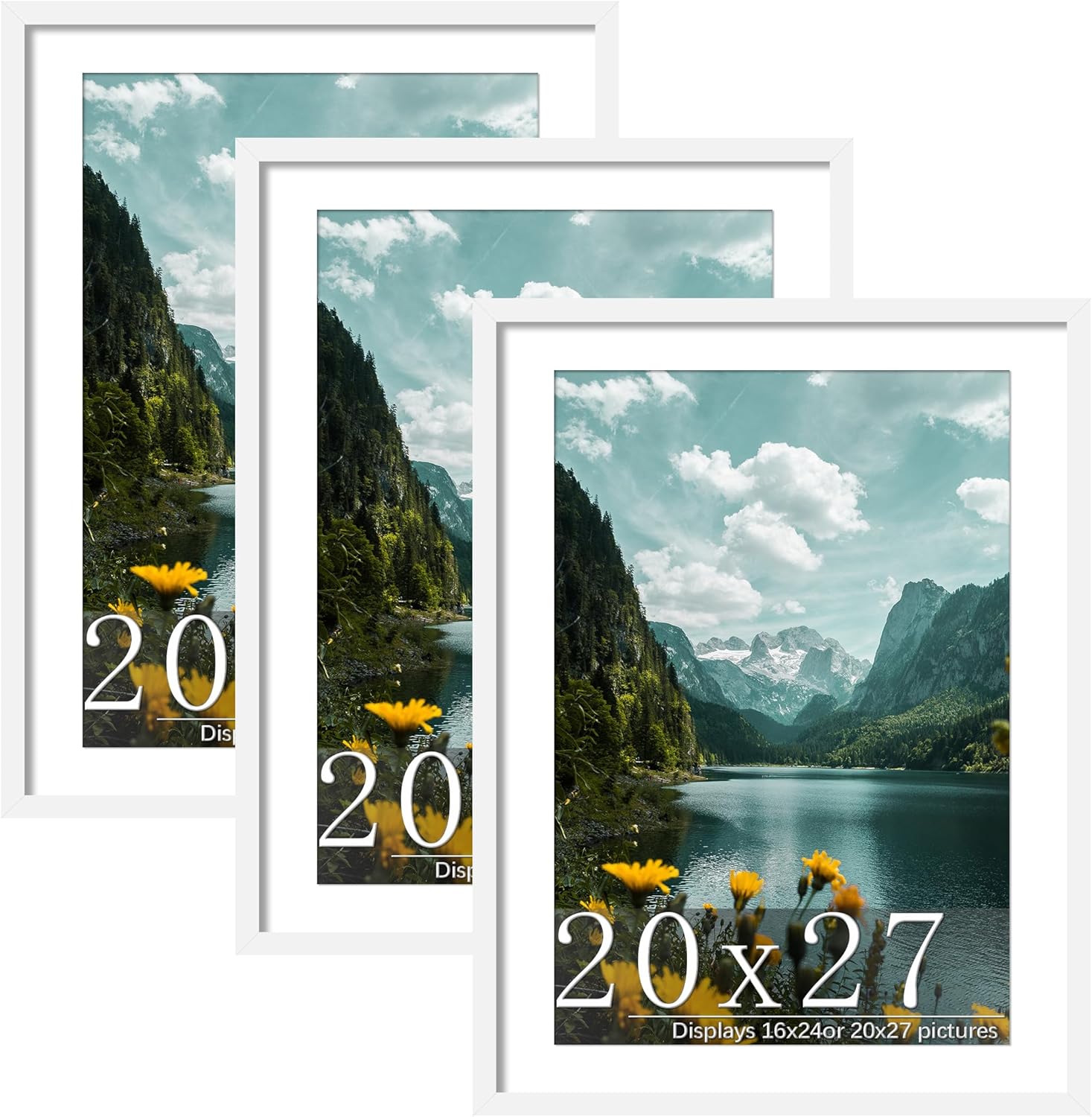 Picrit 20x27 Picture Frame 3 Pack, White Poster Frame
