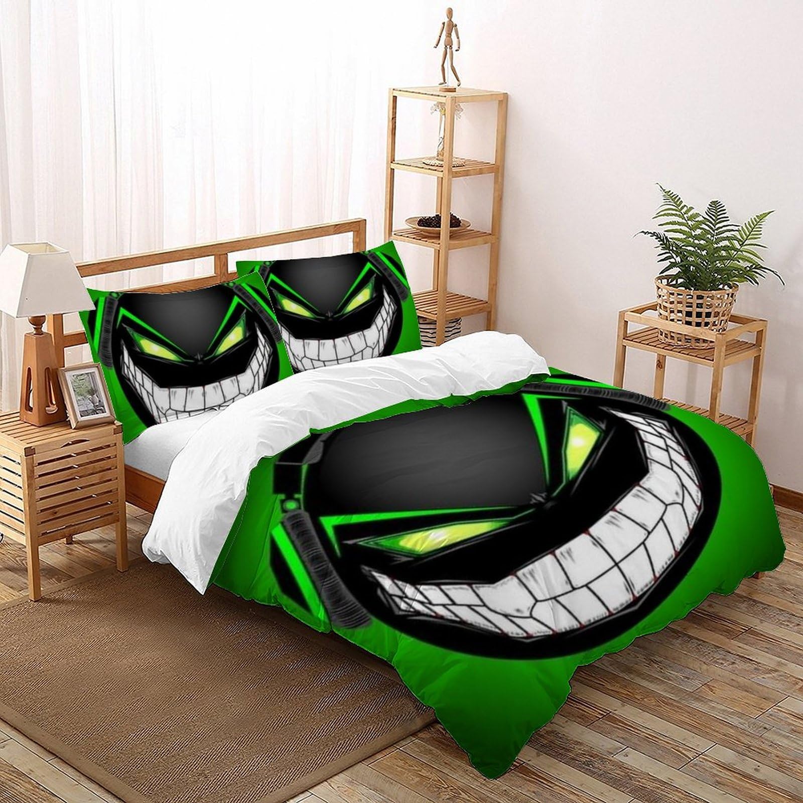 Housse de couette graffiti sourire 3D en microfibre avec 2 taies
