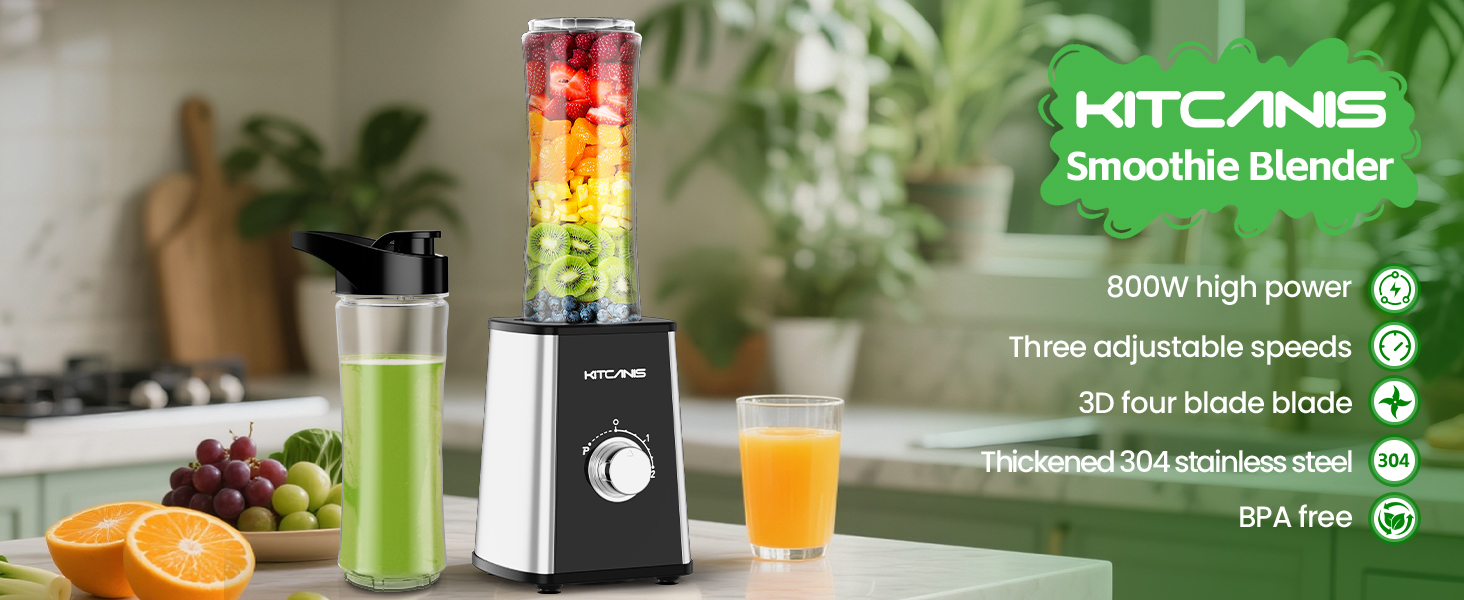 Blender Smoothie, 2-en-1 Blender Avec 4 Blades, 6000W De Puissance, 2L Capacité, Conception à 9 Vitesses, Verrouillage Sûr,Facile à Nettoyer, Pour Moudre Les Grains, Préparer Des Smoothies, Mixer