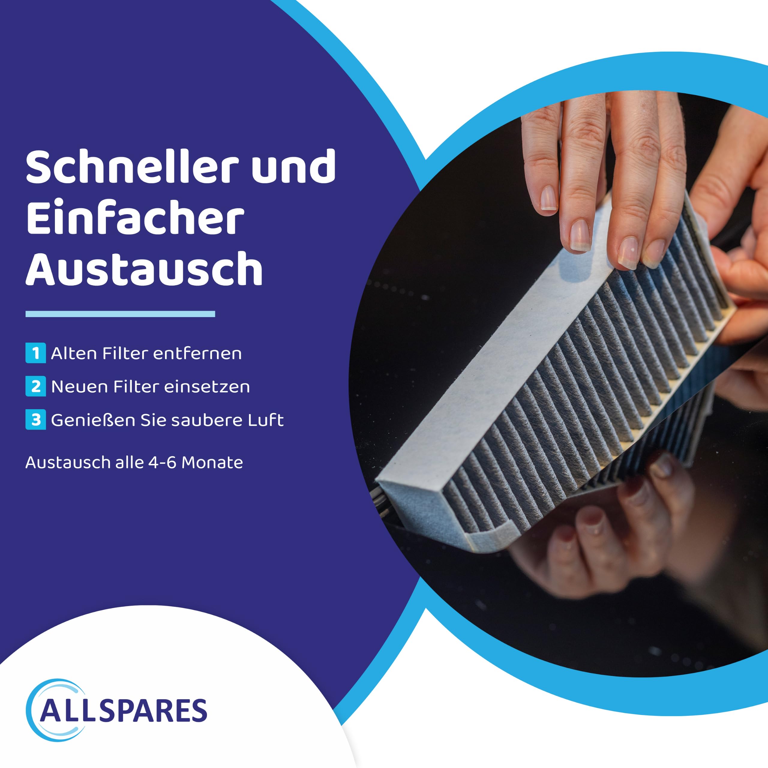 AllSpares CleanAir Aktivkohlefilter 4er Set – passend für Siemens HZ9VRCR0, 17004796 | Bosch HEZ9VRCR0, HZ9VRCR0 | Neff Z821VR0 | Gaggenau CA282111 | Constructa CZ9VRCR0 | 192x75x35 mm