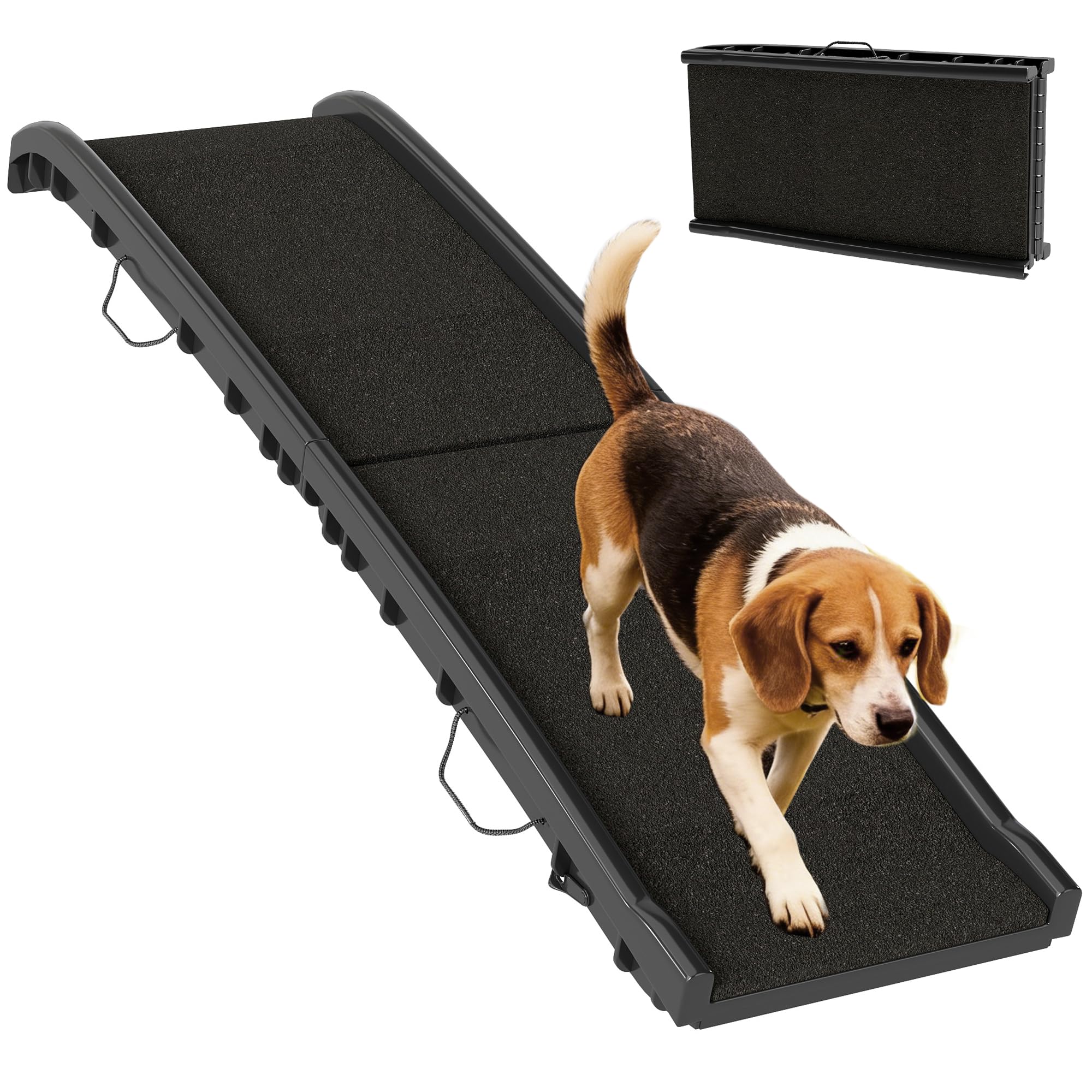 Pawhut Black Dog Ramp For Car Foldable & Portable, Frosted Anti-Slip Surface In