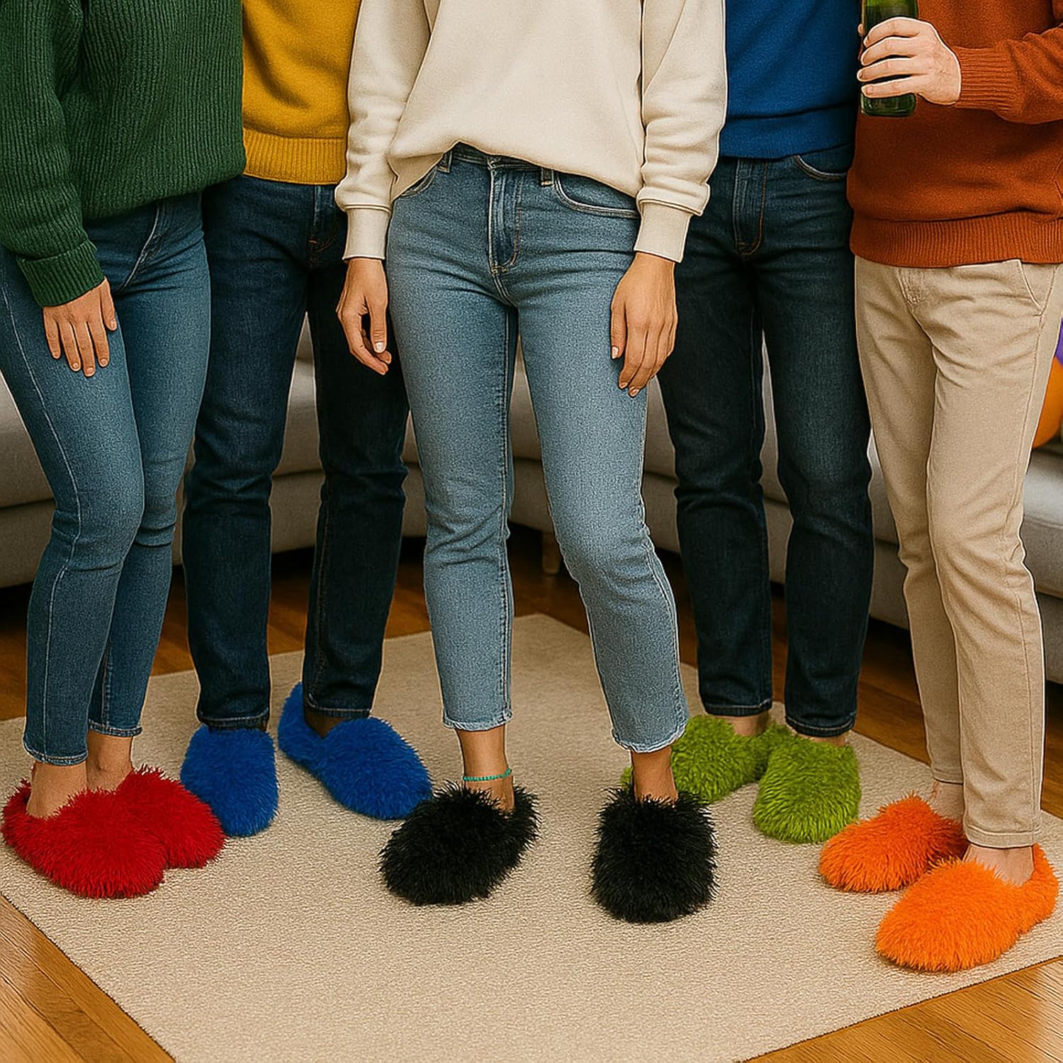 Women Fluffy Furry Slippers Non-Slip Warm Fuzzy Slide Shoes Indoor Home Quick Trip House Slippers - Image 6