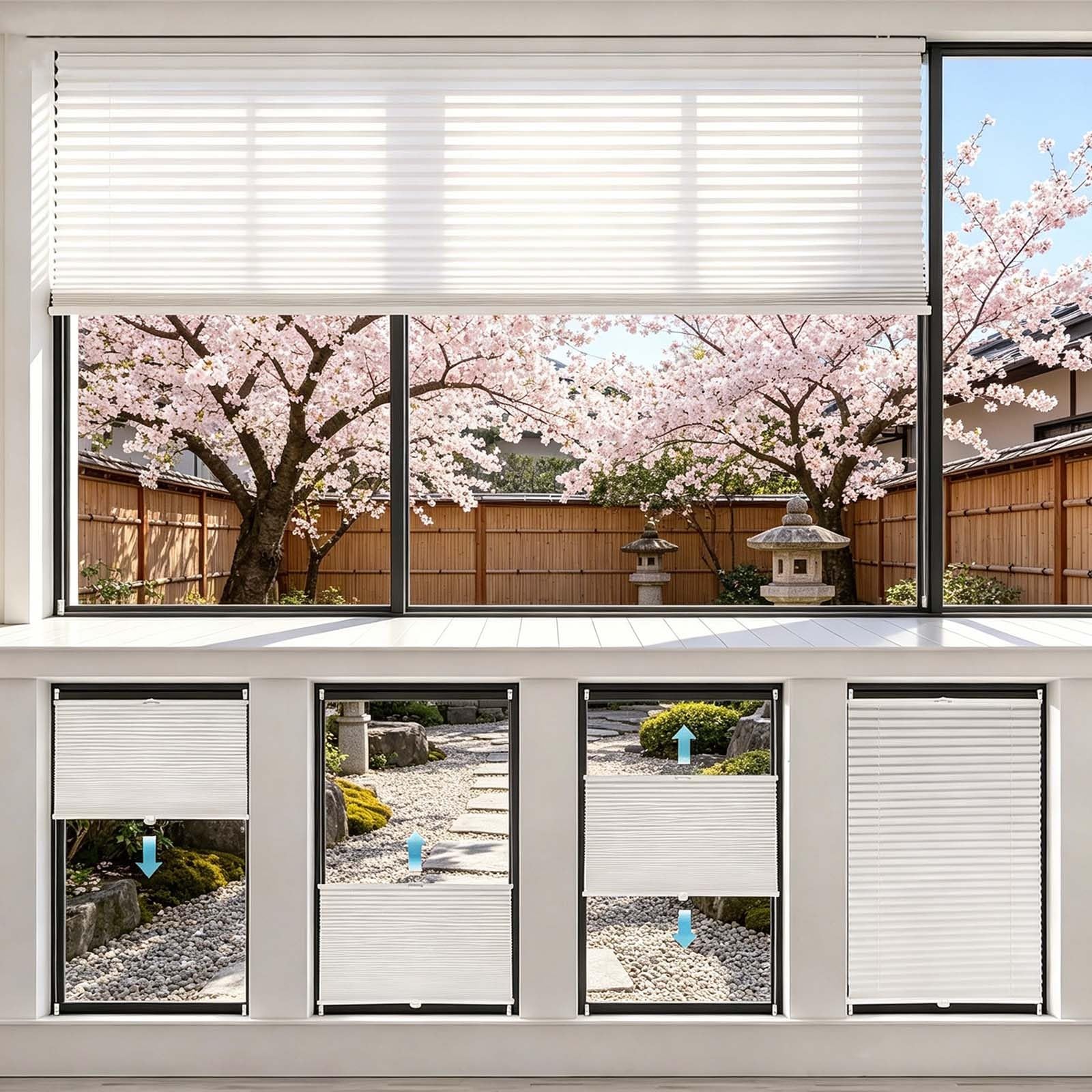 Tende Plissettate 56 x 175 cm Montaggio a Clip, Protezione Solare e Privacy, Kit di Montaggio Incluso Tenda Avvolgibile Plissettata Oscurante Senza Fori per Cucina, Bagno, Bianco
