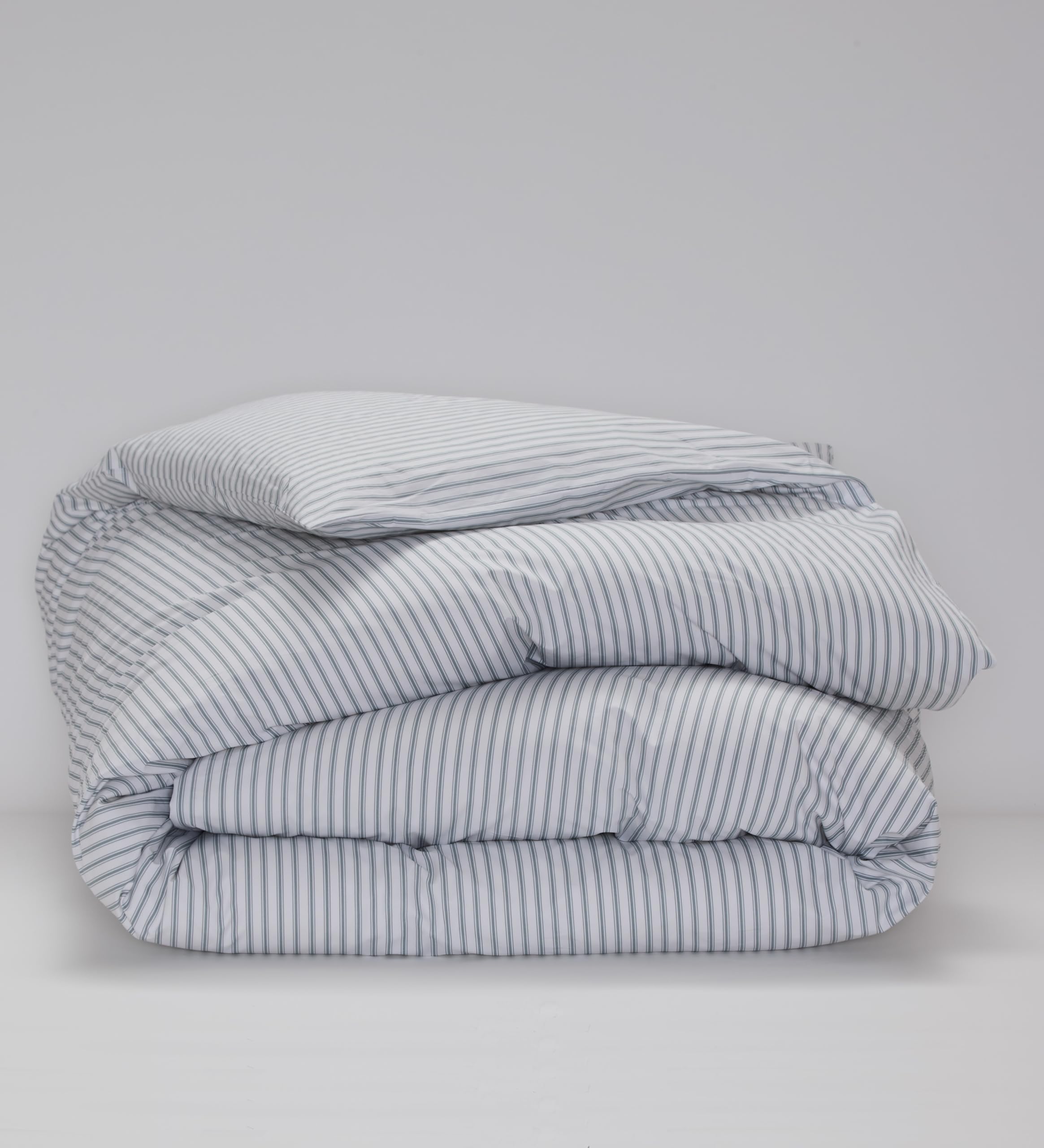 Cuddledown Striped Organic Percale Comforter Cover | 100% Organic Cotton | Premium Quality | Soft | Breathable | Oeko-TEX Standard 100 | Button Closure | 92