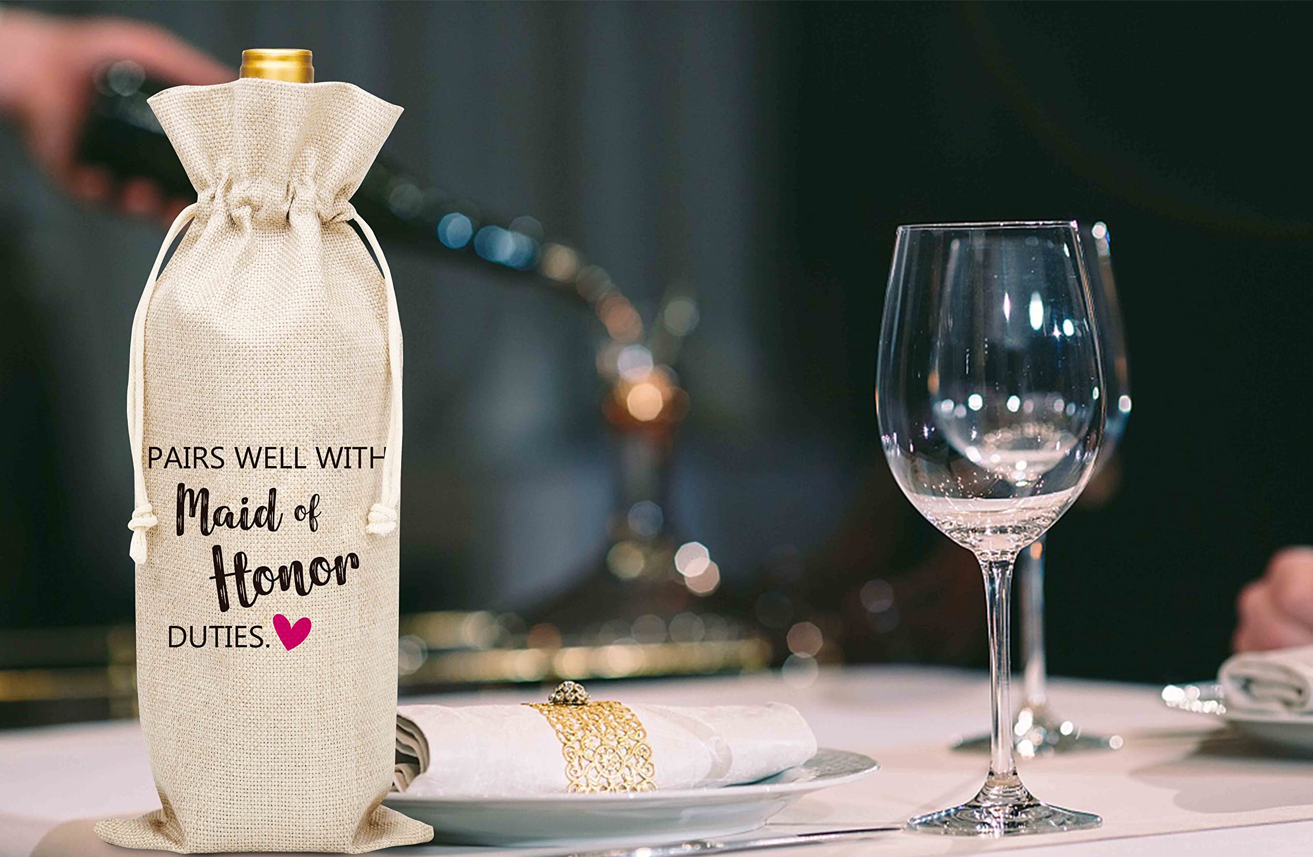 Bridal Party Wine Gifts Wedding Wine Gift Bags - Linen Proposal Bags For  Bridesmaids \u0026 Wedding Party Maid Of Honor Wine, image size:2560x1672