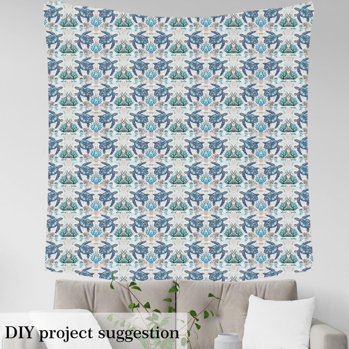 Feelyou Sea Turtle Upholstery Fabric for Chairs Ocean Theme Fabric by The Yard for Kids Boys Girls Nautical Decorative Waterproof Outdoor Fabric Ocean Creature Outdoor Fabric Room 5 Yards