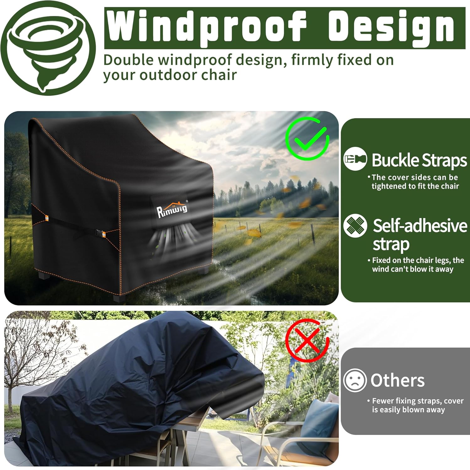 Patio Chair Covers Waterproof 2-Pack Wicker Swivel Chair Covers All-Weather Windproof & UV Protection Outdoor Furniture Covers Keep Your Chairs Like New 33x35x26x31inch