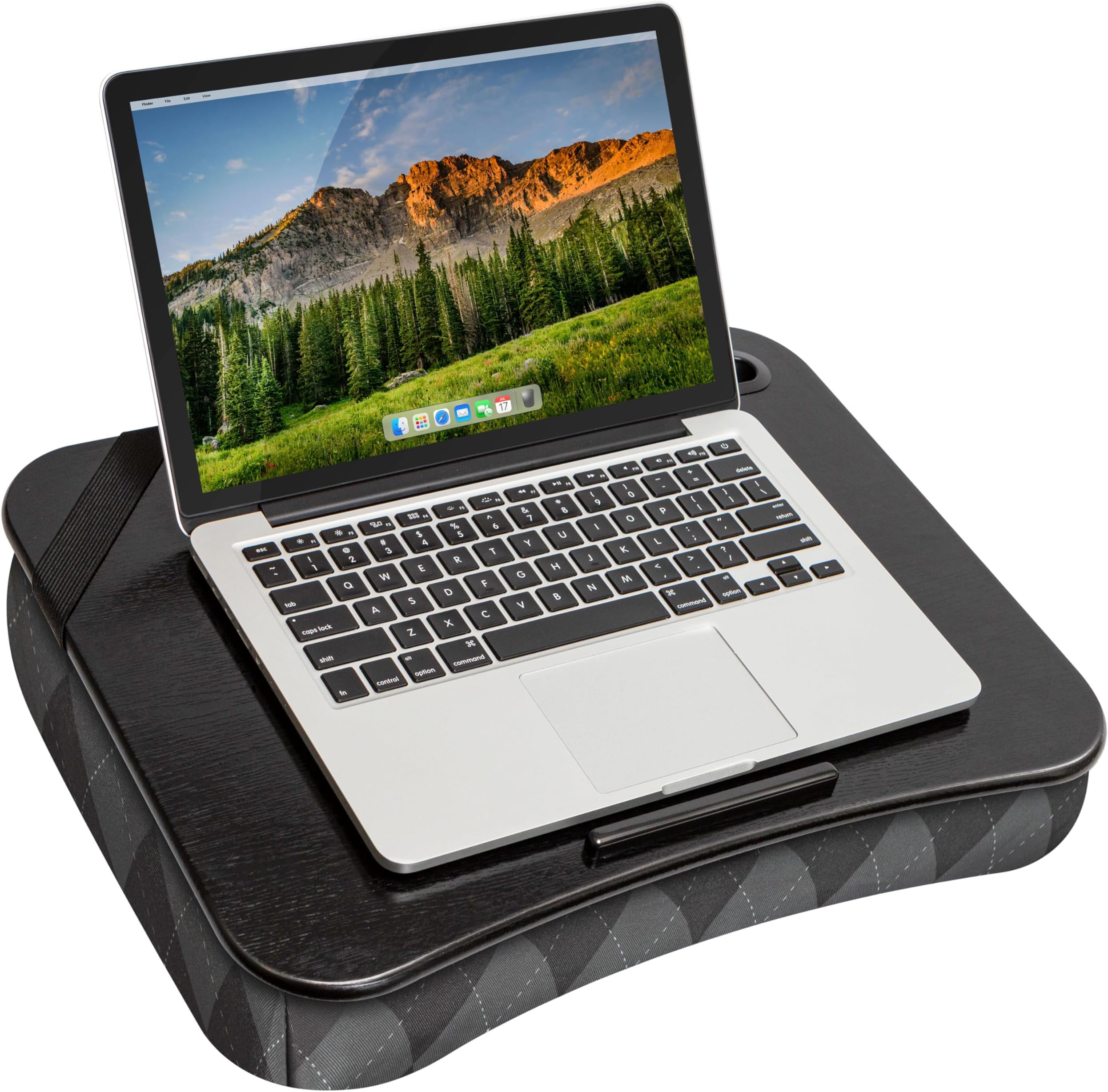 LAPGEAR XL Designer Lap Desk with Phone Holder and Device Ledge - Gray Argyle - Fits up to 17.3 Inch Laptops - Style No. 45538