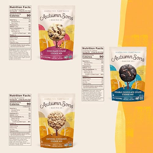 Miniatura 2 de Autumn Sons Baking Co. Mezcla de galletas sin gluten. Paquete variado. Trozo de chocolate, trozo de chocolate doble y canela de avena. Mezcla vegana