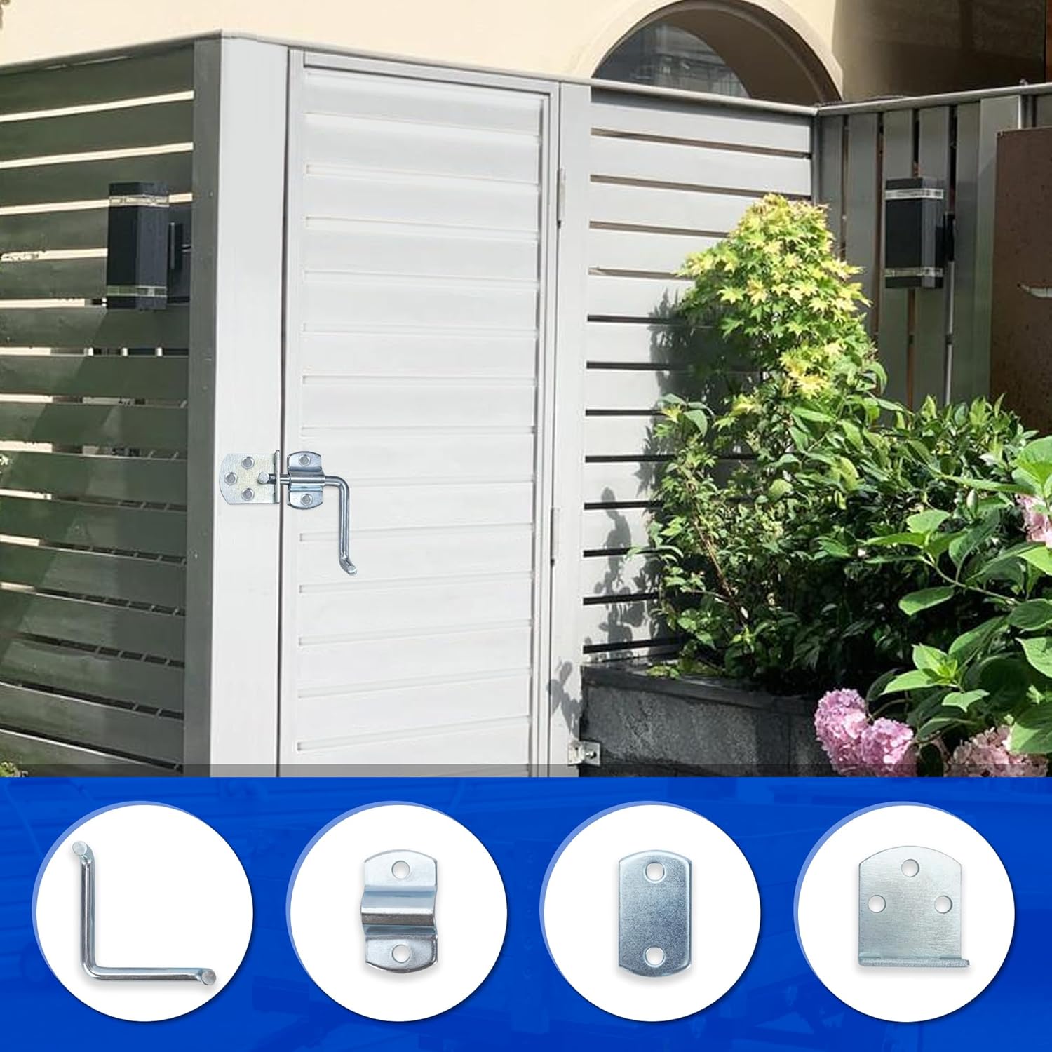 Lonffery Trailer Gate Latch, 4 Pack Stake Bed Latches, Straight Side Gate Bracket Sets for Utility Trailer, Trucks, Wood