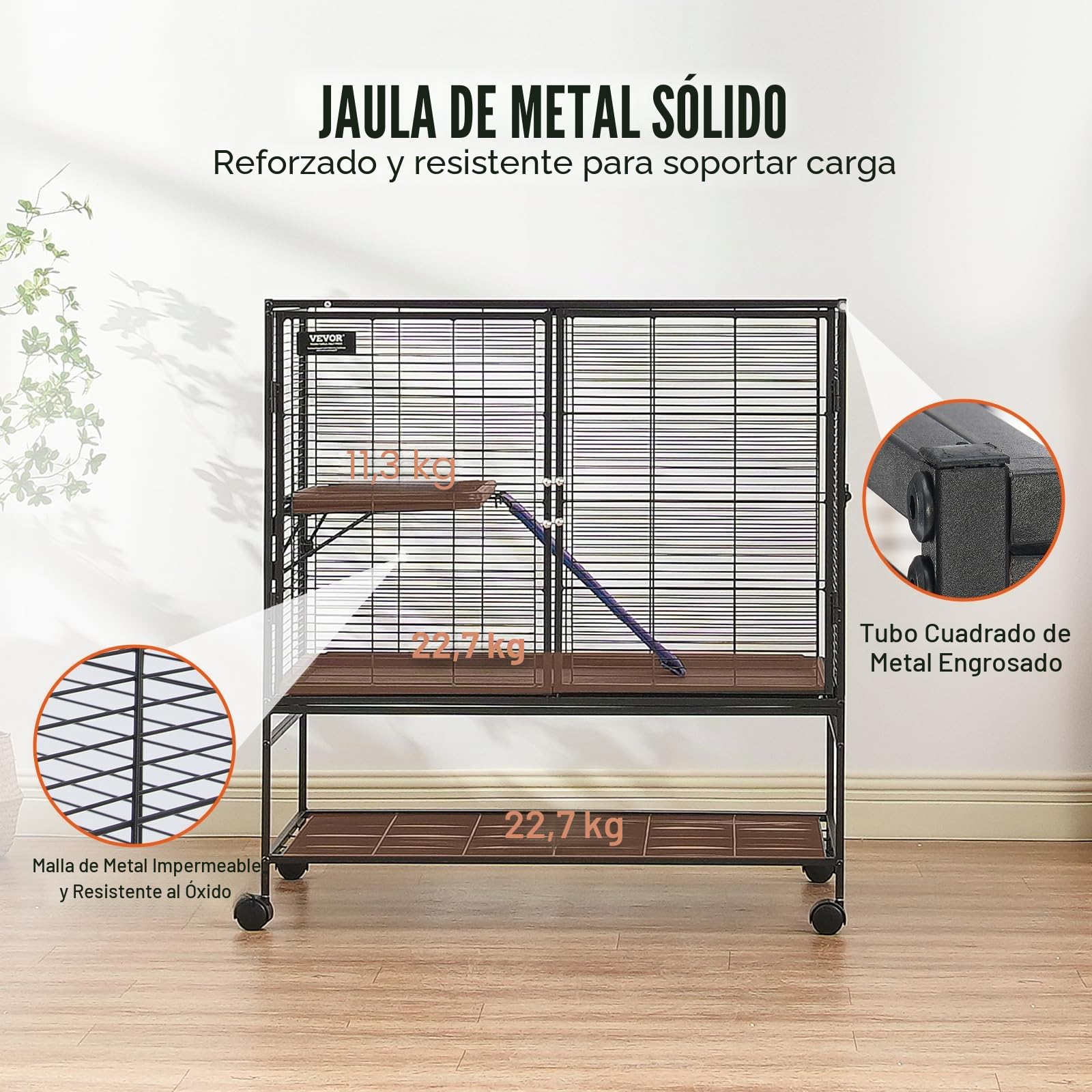 VEVOR Jaula para Hurones de Metal con Ruedas 1000 mm Jaula para Animales Pequeños de 2 Niveles con Rampa y Bandeja para Ratas, Hámster, Conejillo de Indias, Chinchilla, Ardilla, Erizo, Conejo