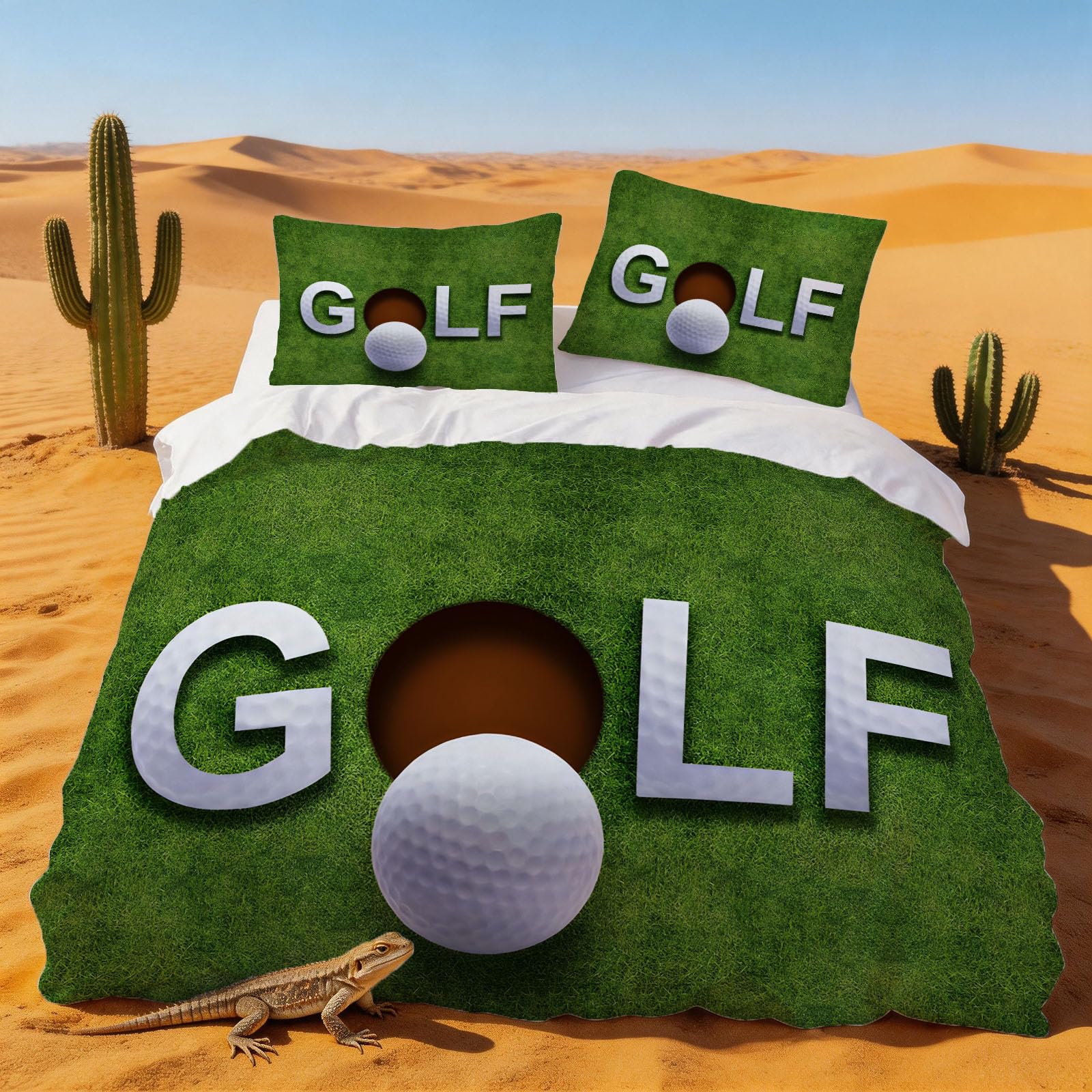 Housse de couette 140x200 golf en microfibre avec taie d'oreiller pour lit 1 personne