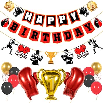 Pirese Boxing Birthday Party Decorations, Boxing Party Decorations, Banner