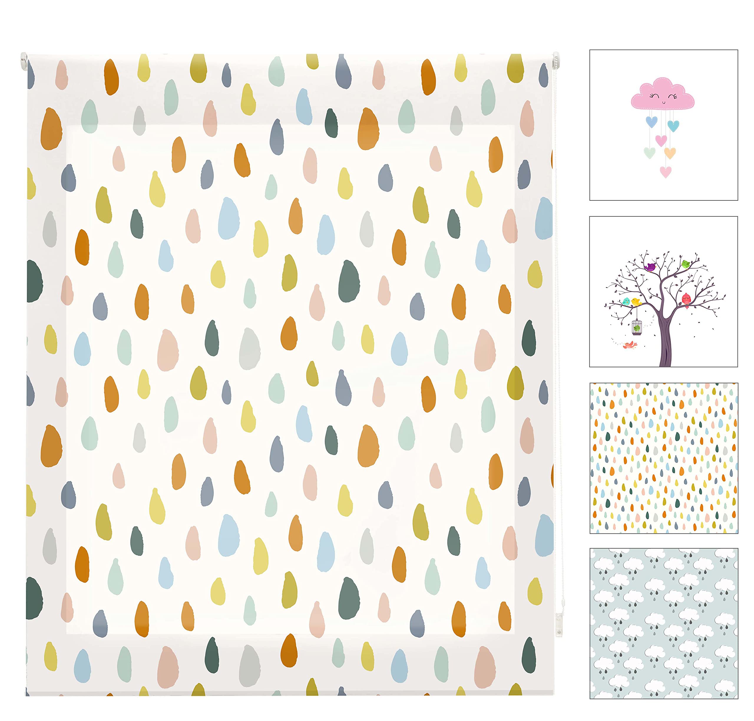 Blindecor Digital Infantil | Estor Enrollable Translúcido con Estampado Impresión Digital | Modelo Colordrops | 150 x 180 cm (ancho por alto) Tamaño de la Tela 147 x 175 cm | Estores para Ventanas