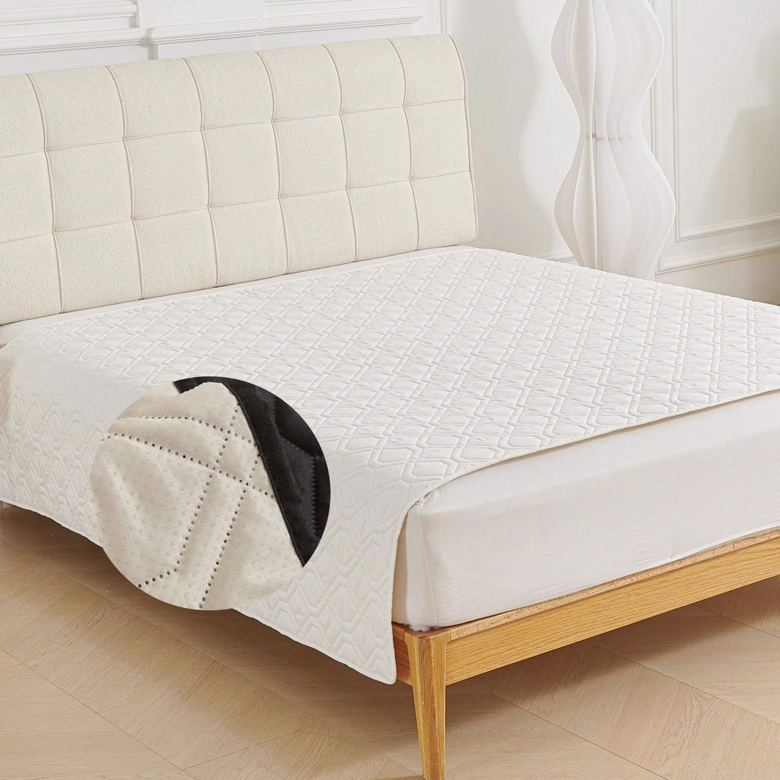 Morbuy Inkontinenzunterlage Waschbar, Groß Inkontinenz Bettunterlage Inkontinenzunterlagen Bett wasserdichte Auslaufsicher Anti Rutsch Weich Atmungsaktive für Kinder Senioren (Weiß,210x305cm)