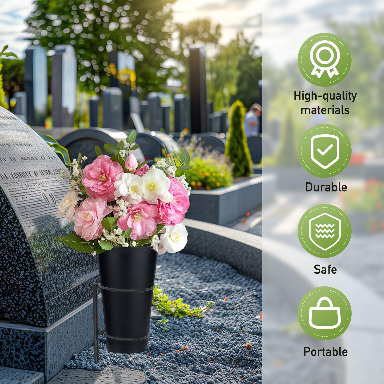 Grave metalen begraafplaats graf bloem vaas, begrafenis begraafplaats vaas gedenkteken bloem houder met spike-graf voor graf gazon tuin buiten begrafenis -set van 4