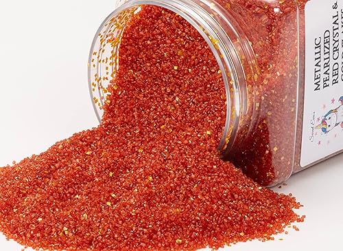 Miniatura 4 de Mezcla de unicornio con cristales rojos y copos dorados: sin gluten, sin huevo, sin nueces, Kosher, grande, caramelo a granel, azúcar elegante, para