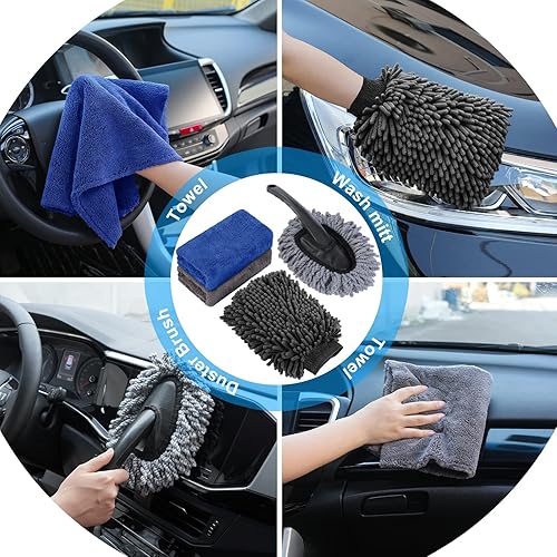 Miniatura 6 de AUTODECO Kit de limpieza de 41 piezas de limpieza de automóvil, kit de limpieza de detalles interiores con aspiradora de mano de alta potencia, cubo