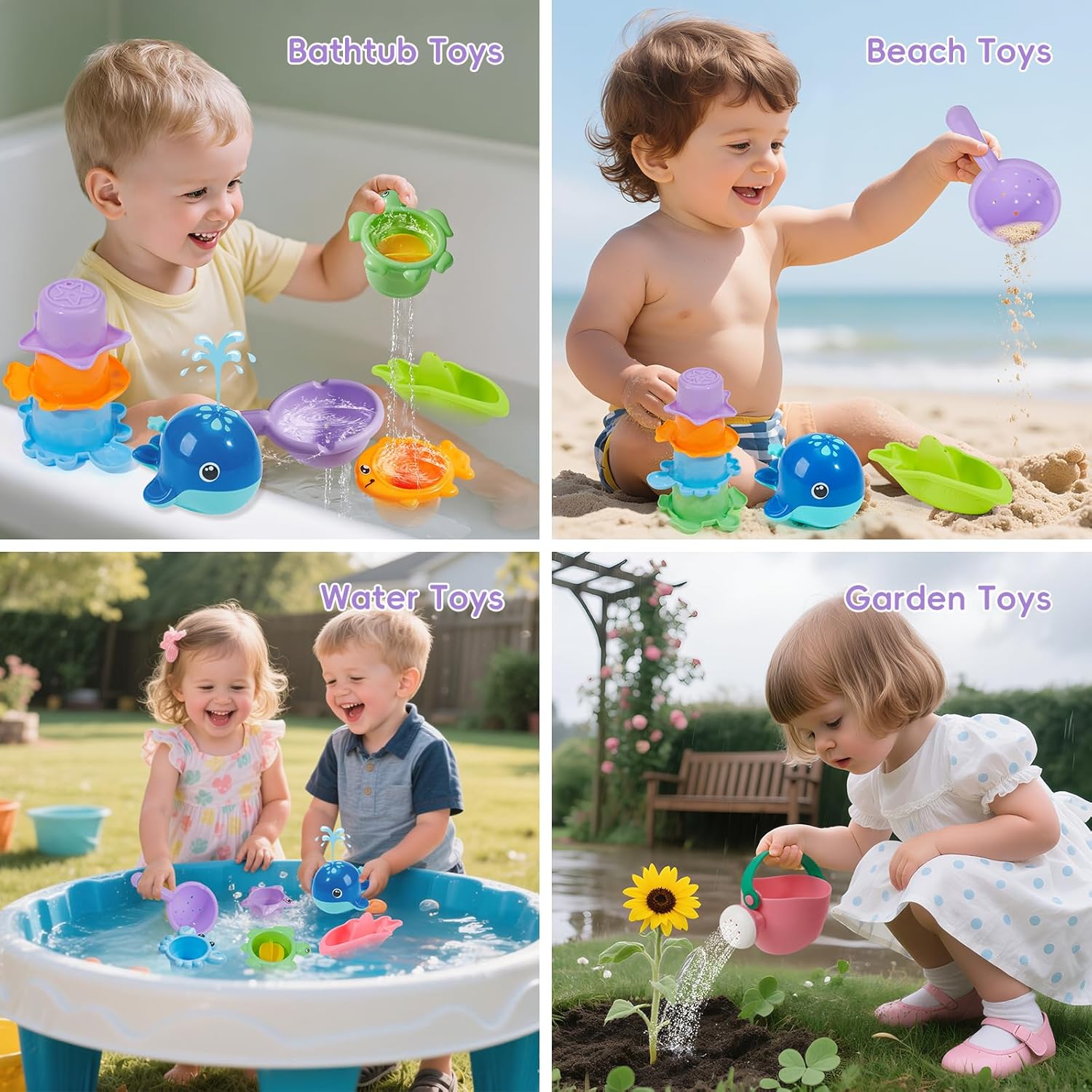 11Pcs Baby Bath Toys & 17PCS Mold Free Bath Toys